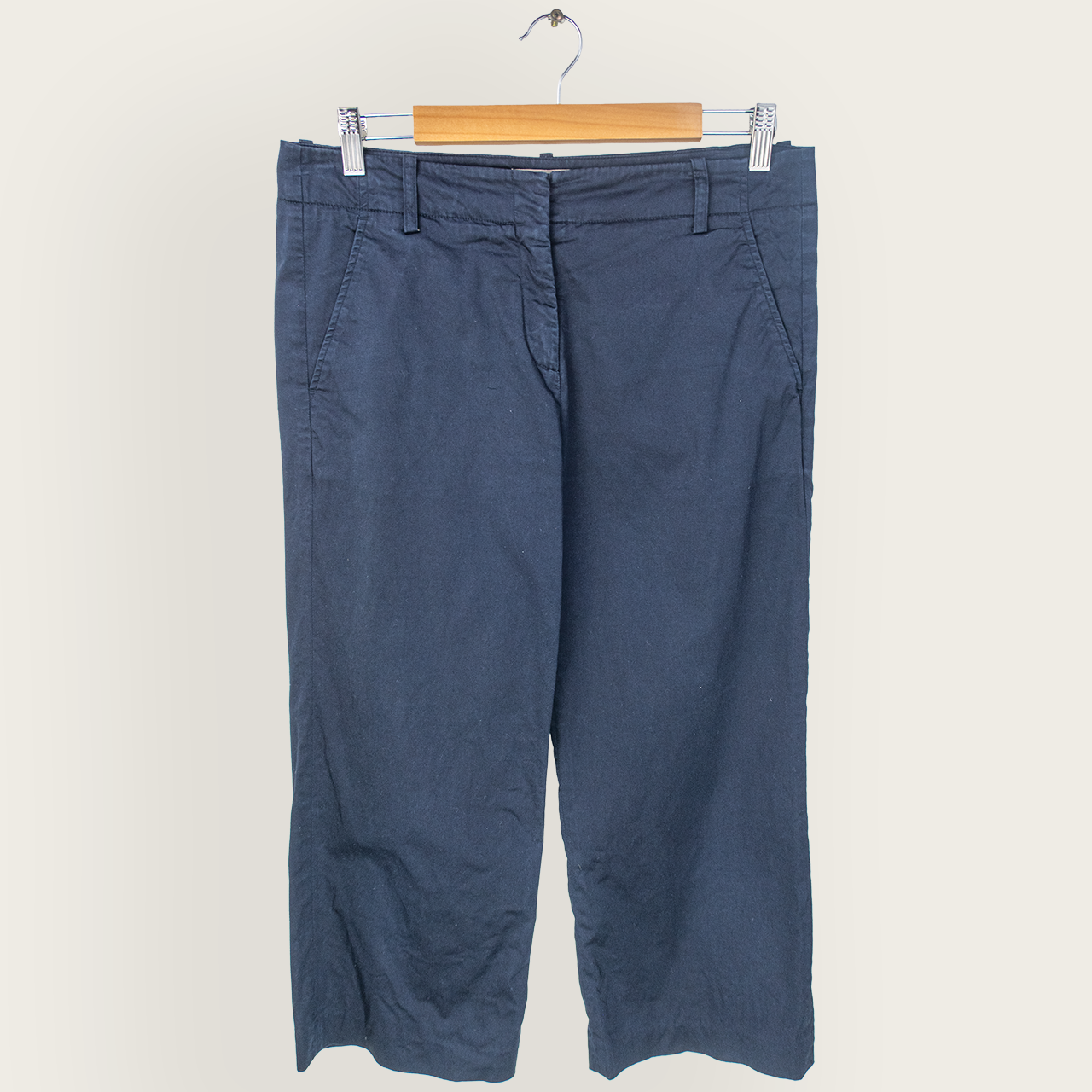 Y2K Jigsaw Capri Pants - Navy Tailored Fit - Size 12