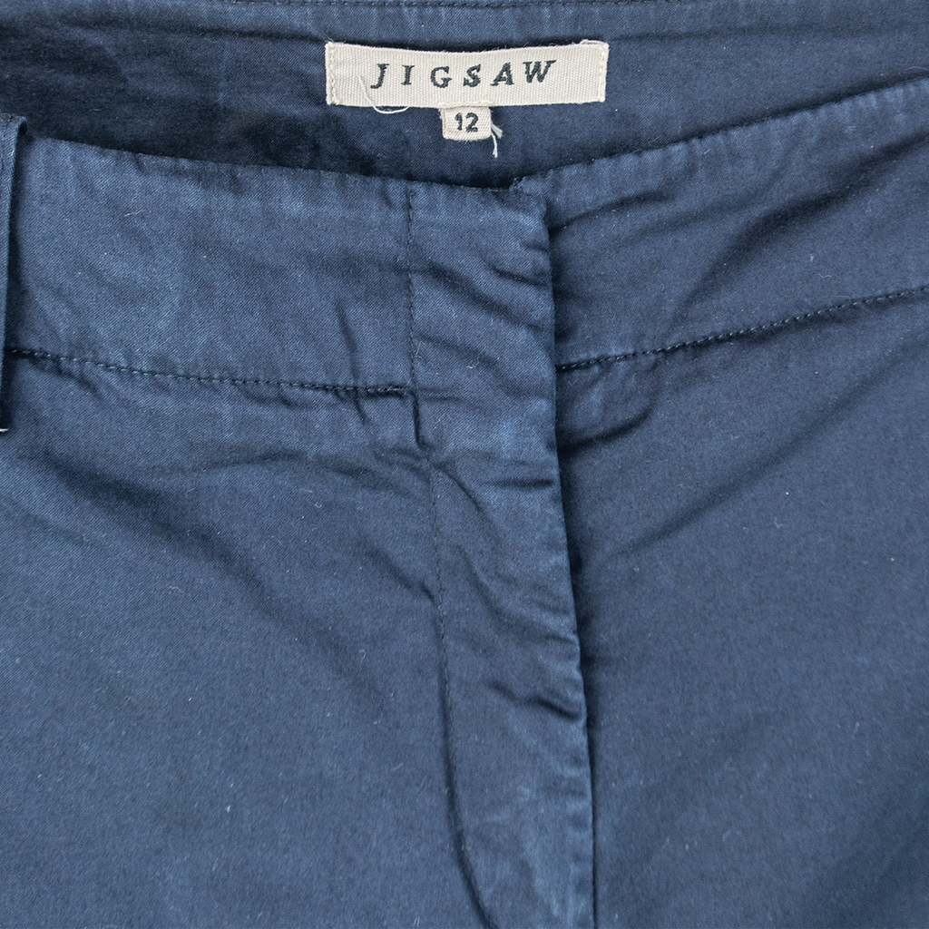 Y2K Jigsaw Capri Pants - Navy Tailored Fit - Size 12