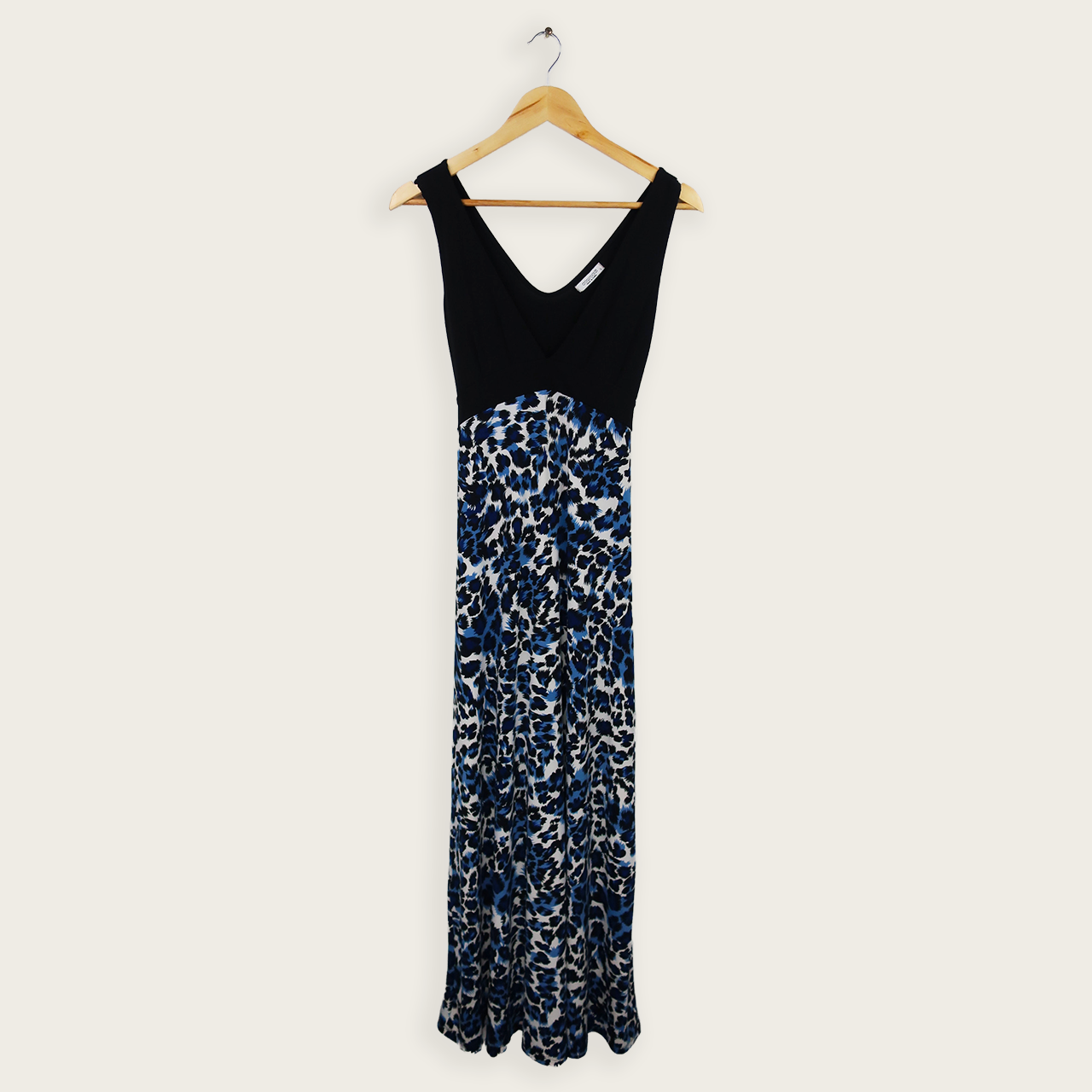 Y2K Crossroads Maxi Dress - Blue Leopard Print - Size S