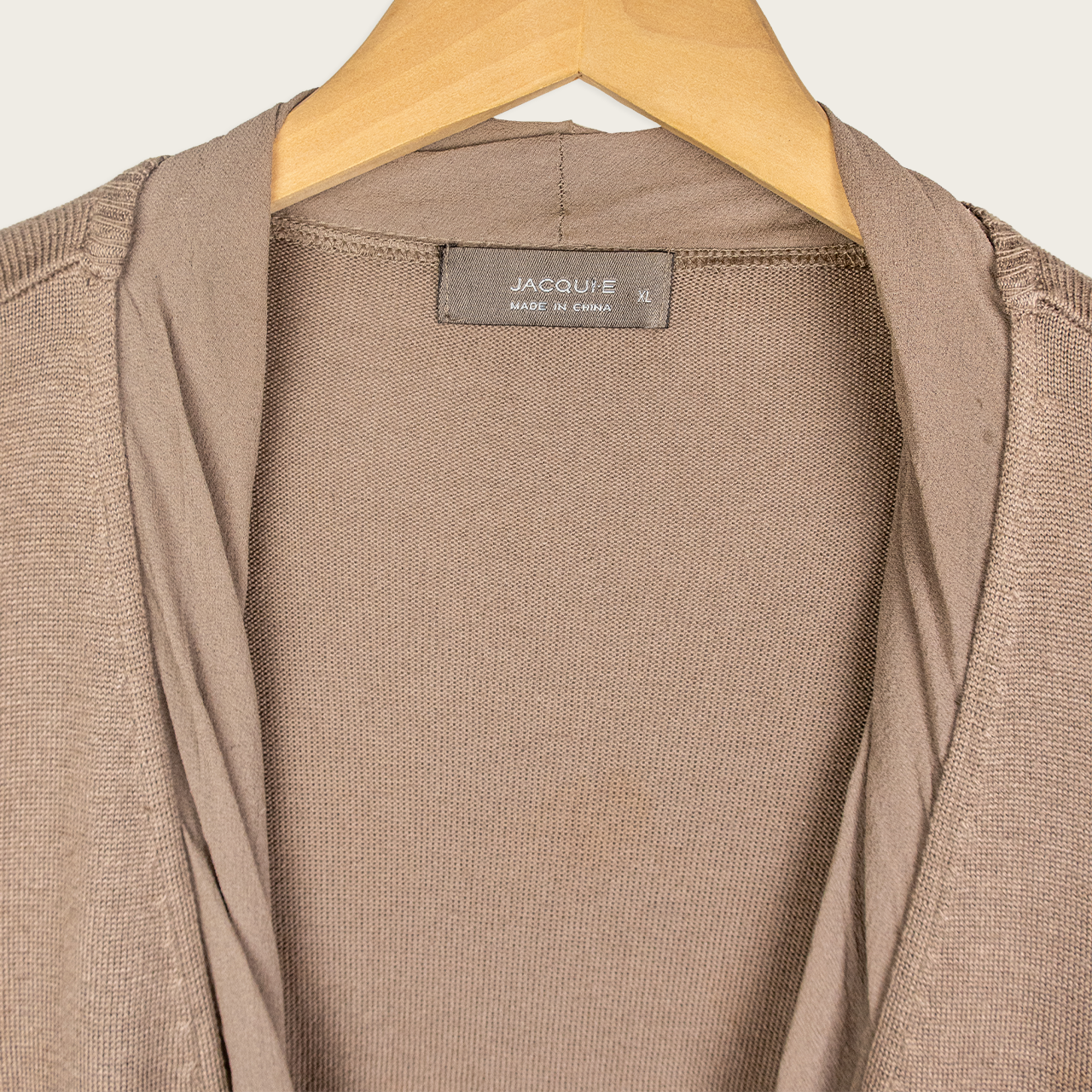 Y2K Jacqui E Tie Front Knit Cardigan - Taupe Brown - Size XL