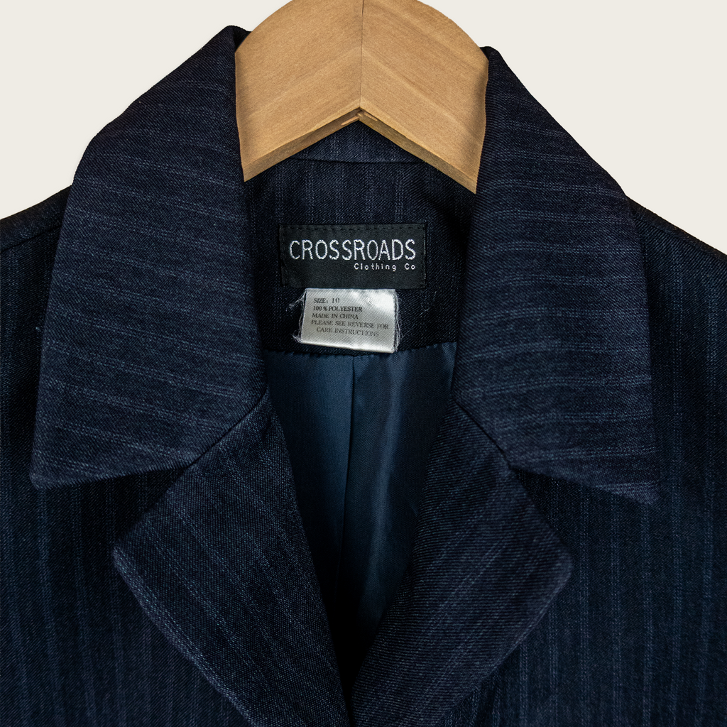 Y2K Crossroads Pinstripe Tailored Blazer - Navy - Size 10