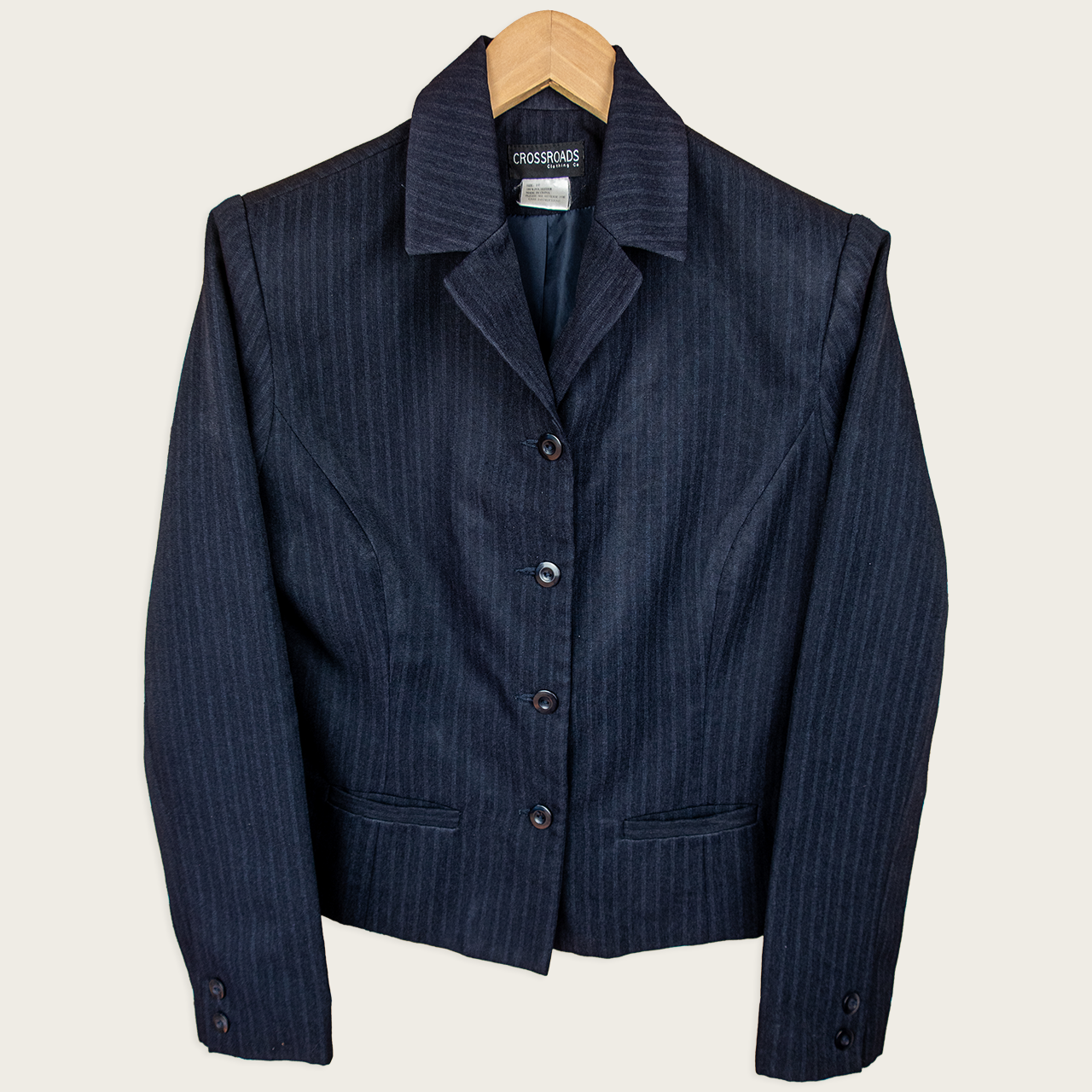 Y2K Crossroads Pinstripe Tailored Blazer - Navy - Size 10