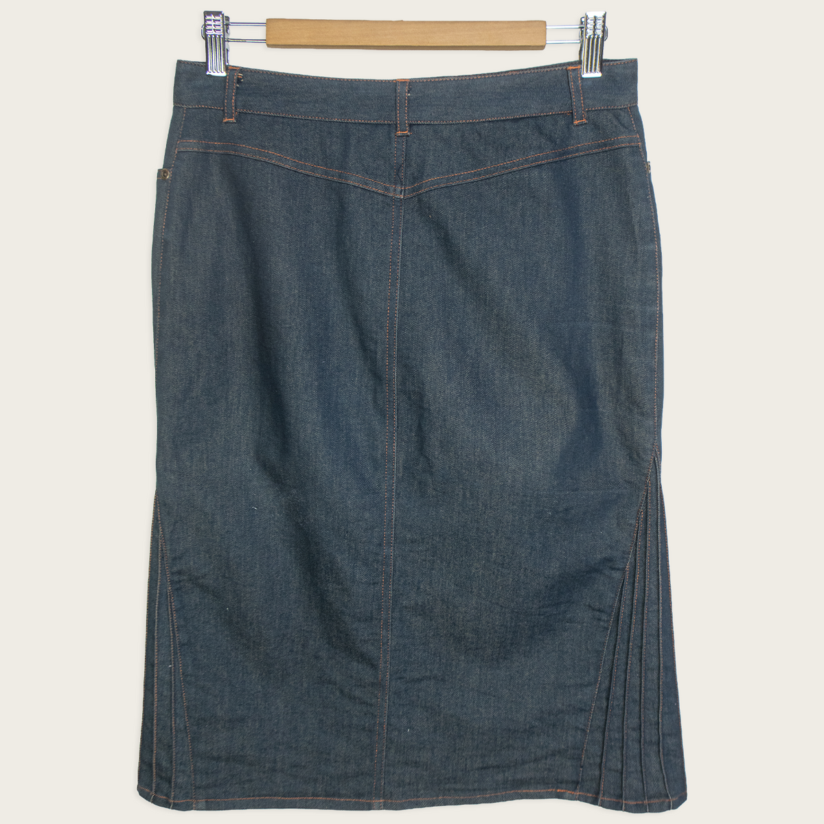 00s Crossroads Contrast Stitch Denim Midi Skirt - Size S