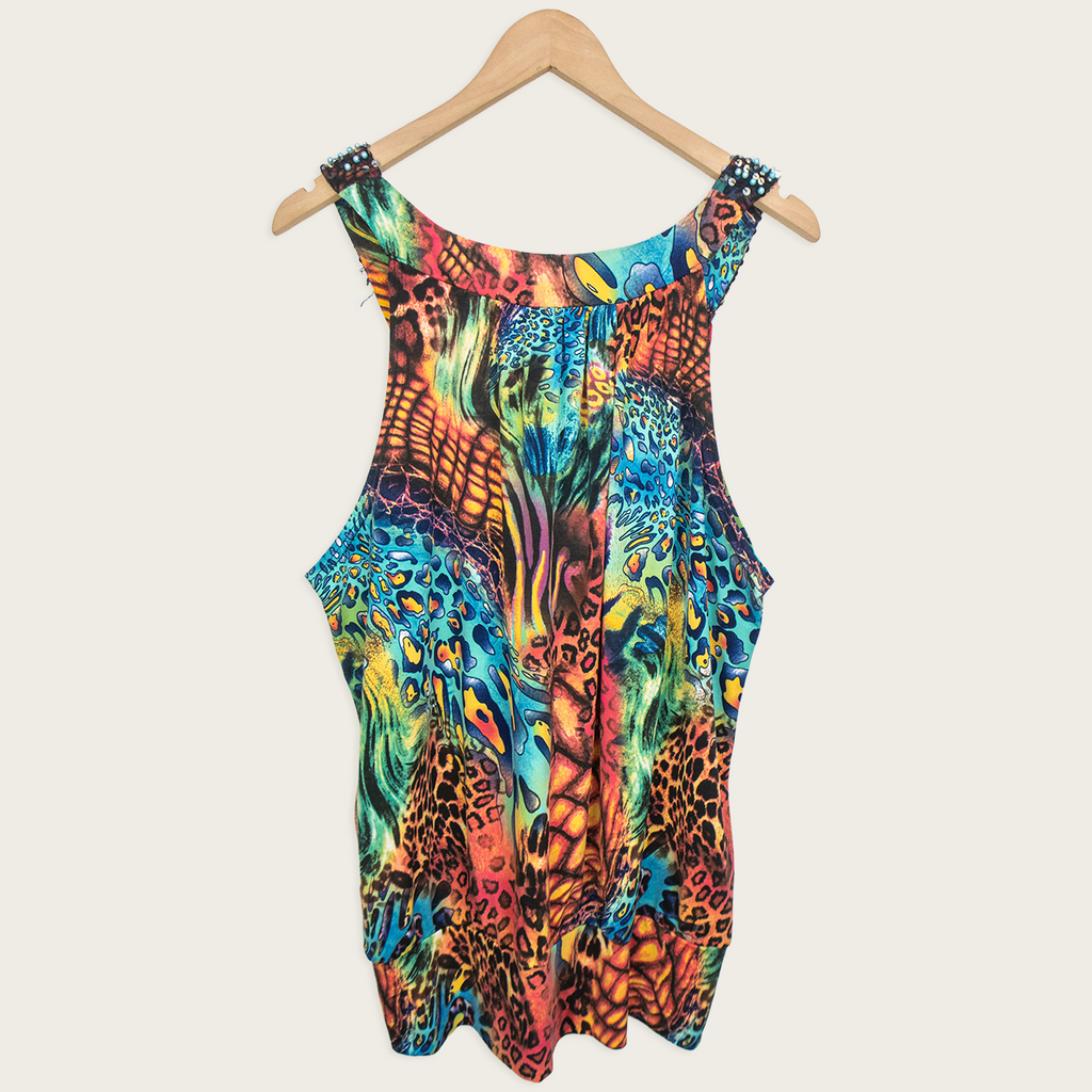 Y2K Crossroads Embellished Print Top - Size XXL
