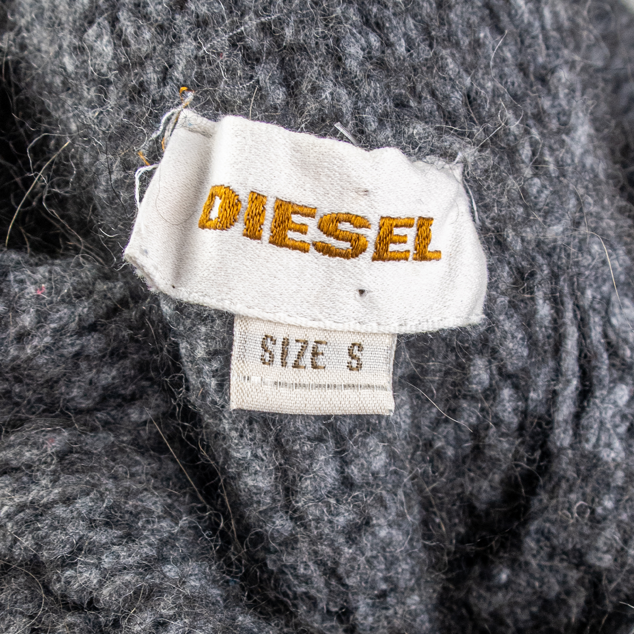 Diesel Cable Knit Turtleneck Dress/Sweater - Charcoal Grey - Size S