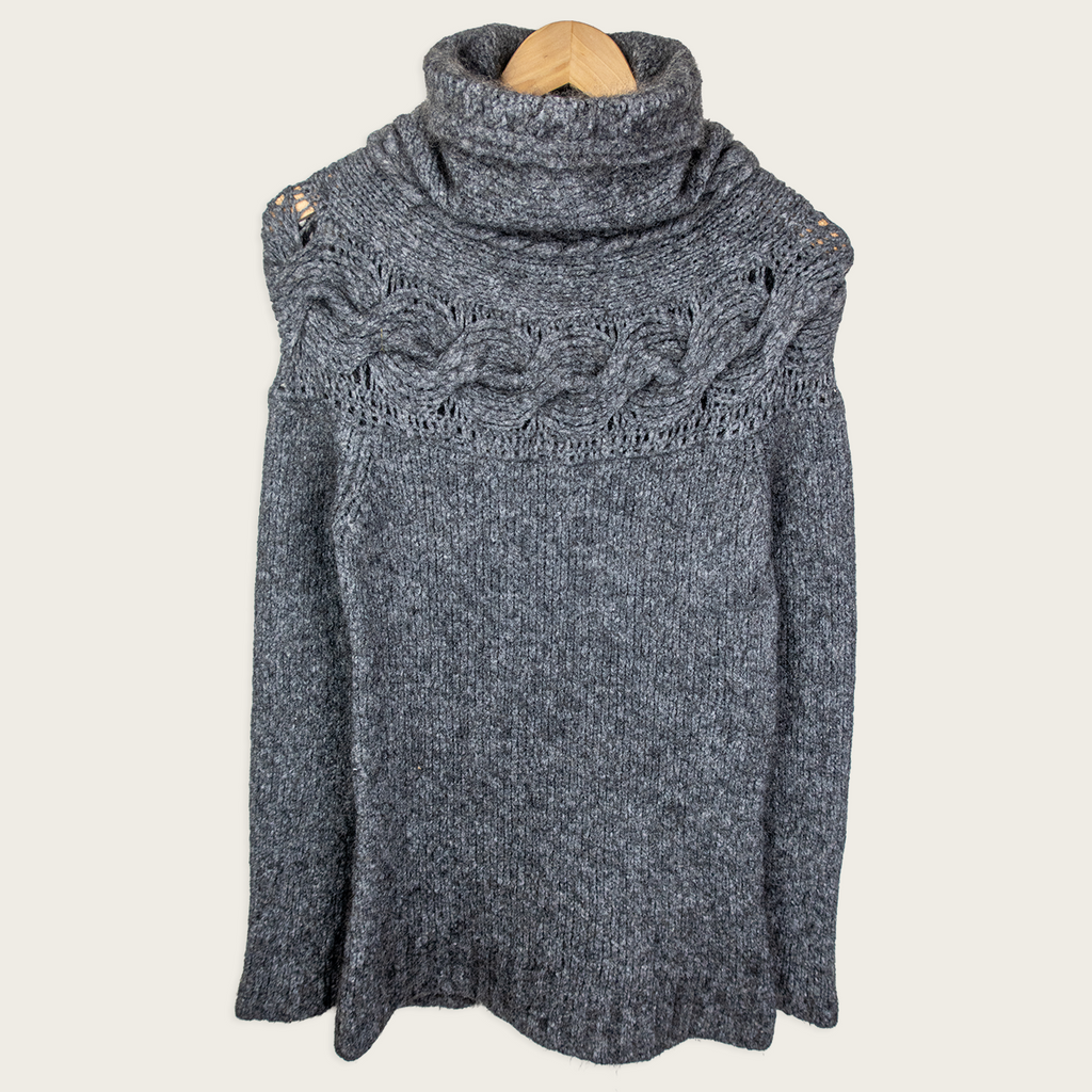 Diesel Cable Knit Turtleneck Dress/Sweater - Charcoal Grey - Size S