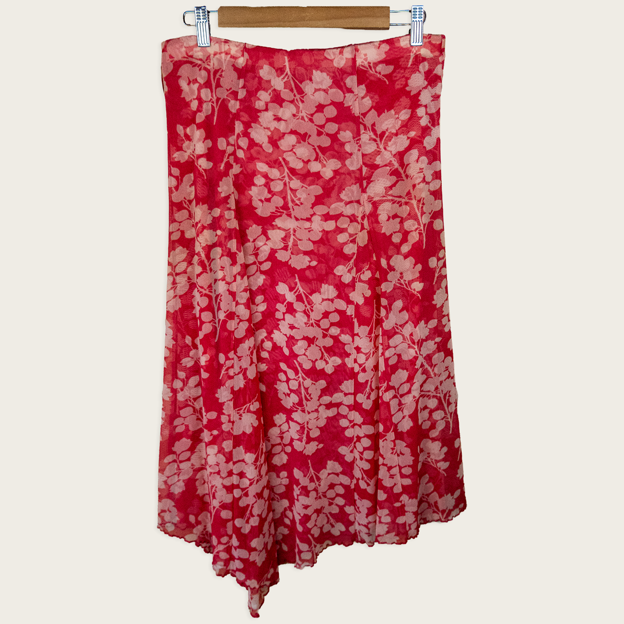 Y2K D.L. Jeans Floral Mesh Midi Skirt - Pink Floral Print - Size 8