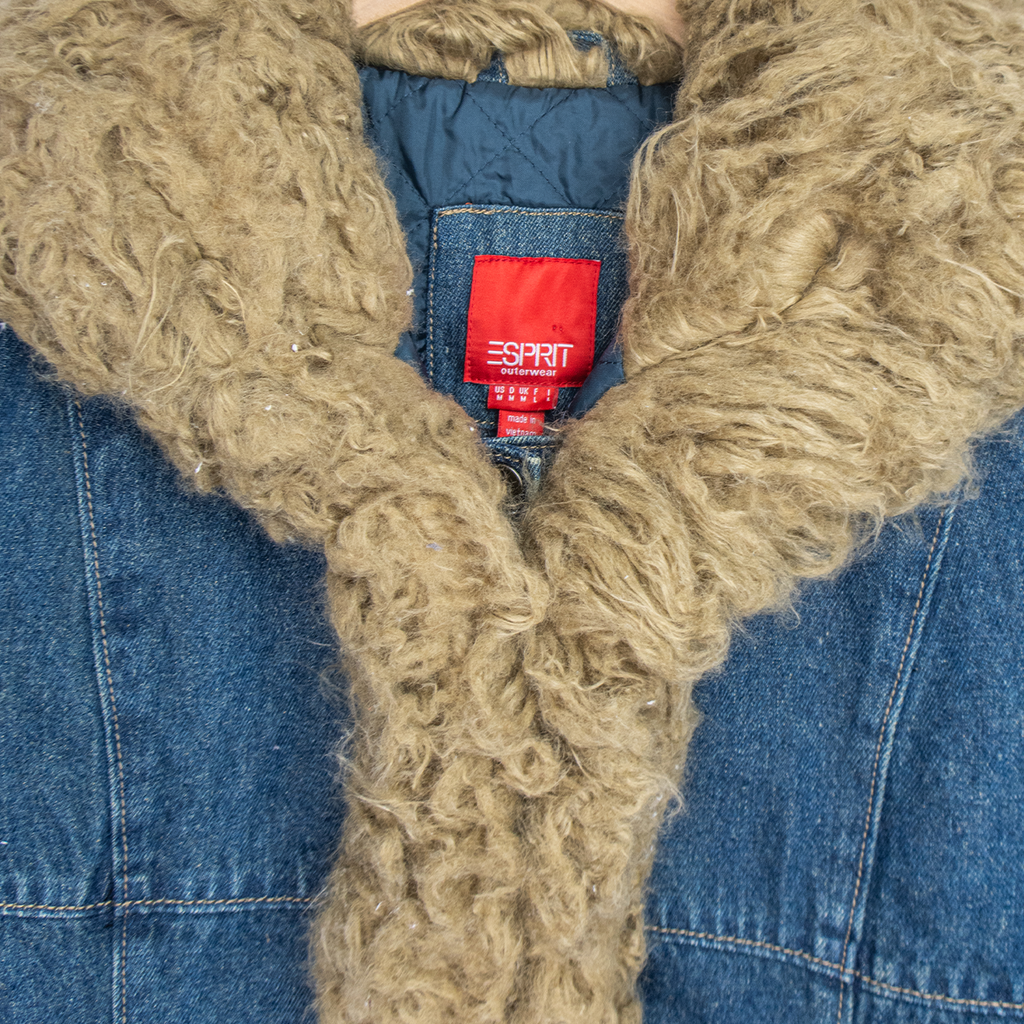 00s Esprit Faux Fur Denim Jacket - Size M