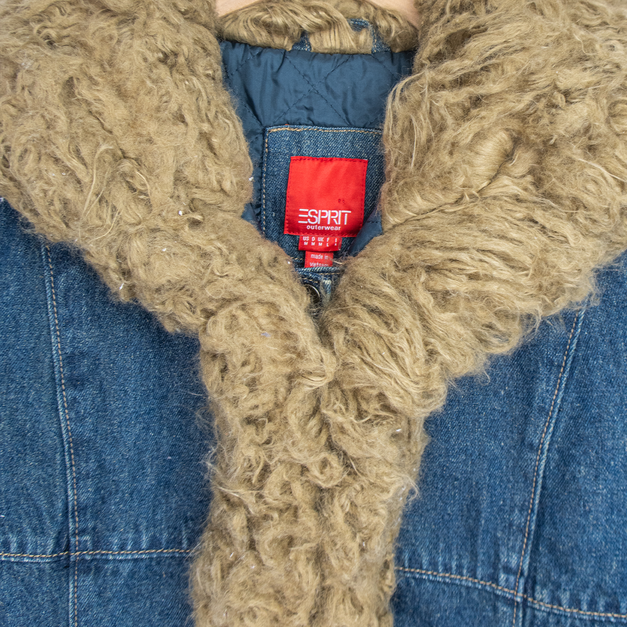 00s Esprit Faux Fur Denim Jacket - Size M