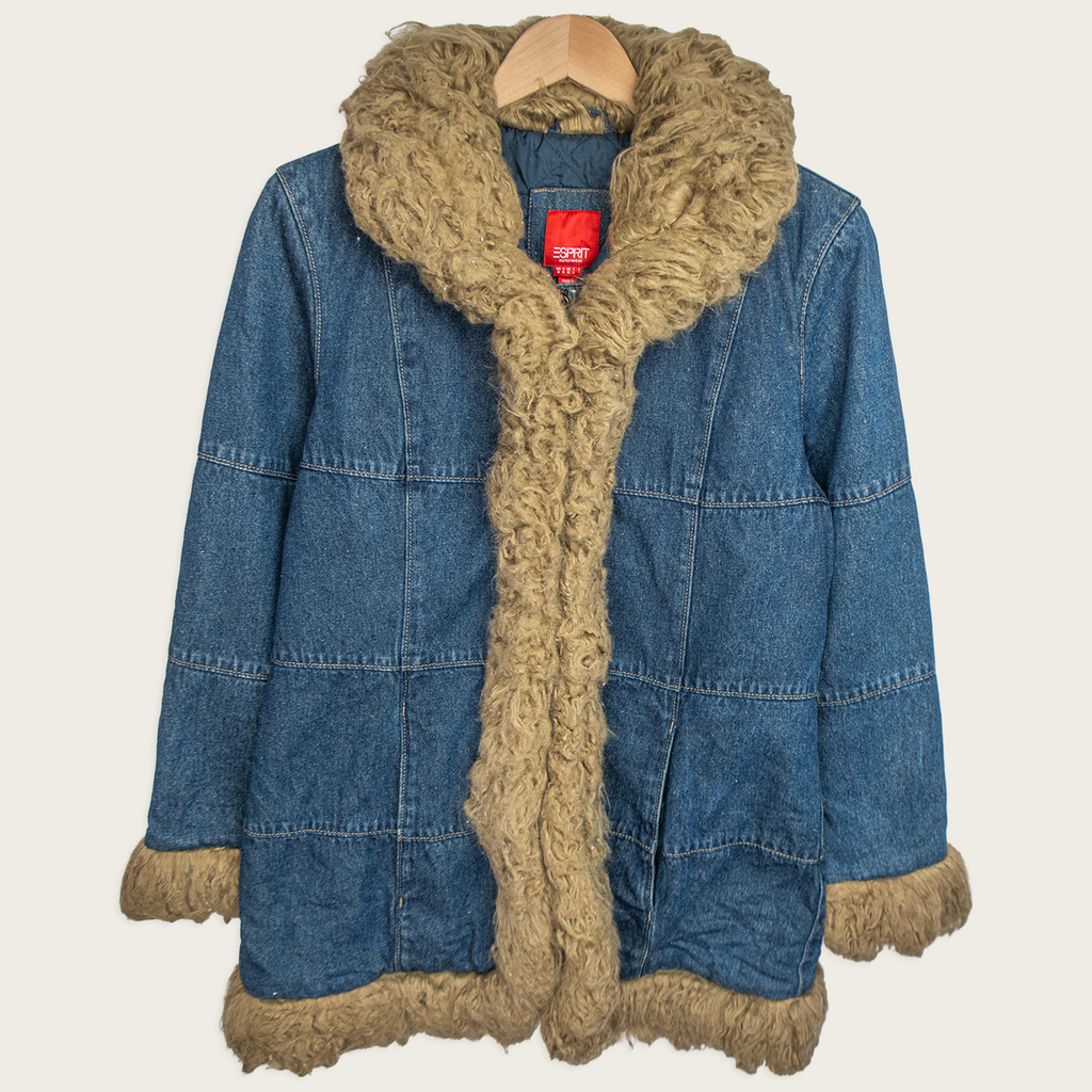 00s Esprit Faux Fur Denim Jacket - Size M