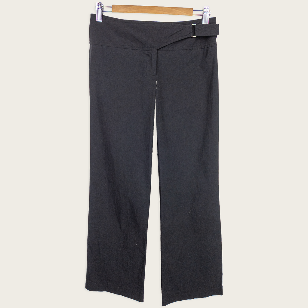 Y2K Events Black Wrap Waist Pants - Minimal Straight Leg - Size 6