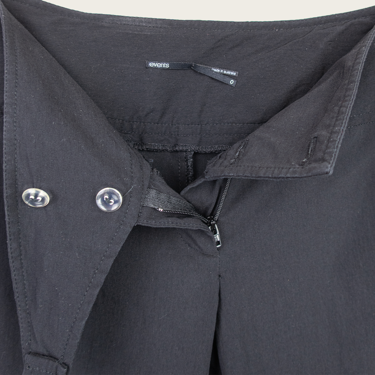Y2K Events Black Wrap Waist Pants - Minimal Straight Leg - Size 6
