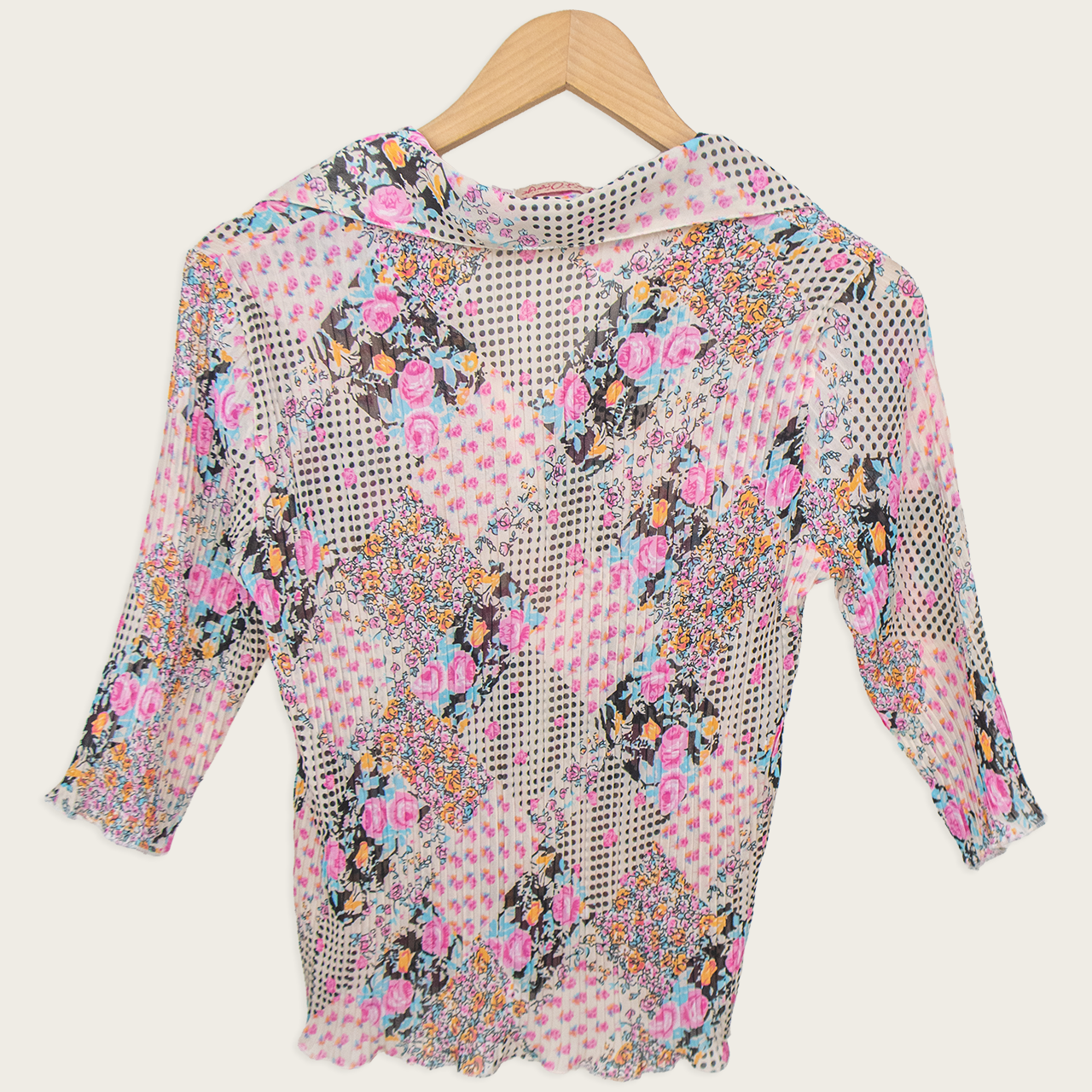 00s Vue d’Orange Floral Pleated Blouse - Size S/M