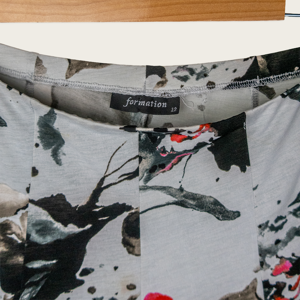 Y2K Formation Floral Maxi Skirt - Watercolour Print - Size 12
