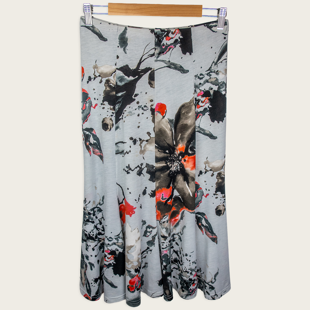Y2K Formation Floral Maxi Skirt - Watercolour Print - Size 12