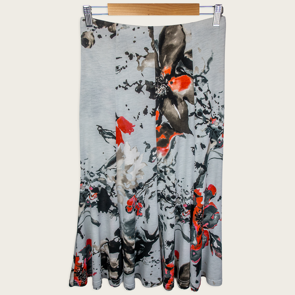 Y2K Formation Floral Maxi Skirt - Watercolour Print - Size 12