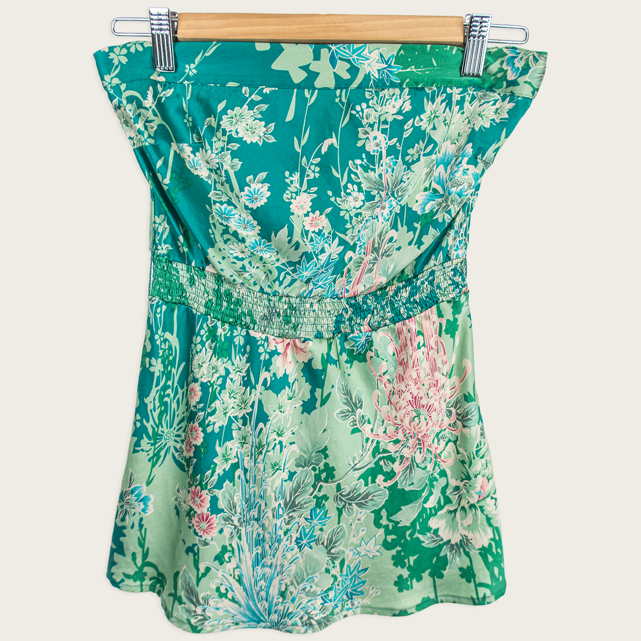 Y2K Warehouse Strapless Top - Green Floral - Size 8
