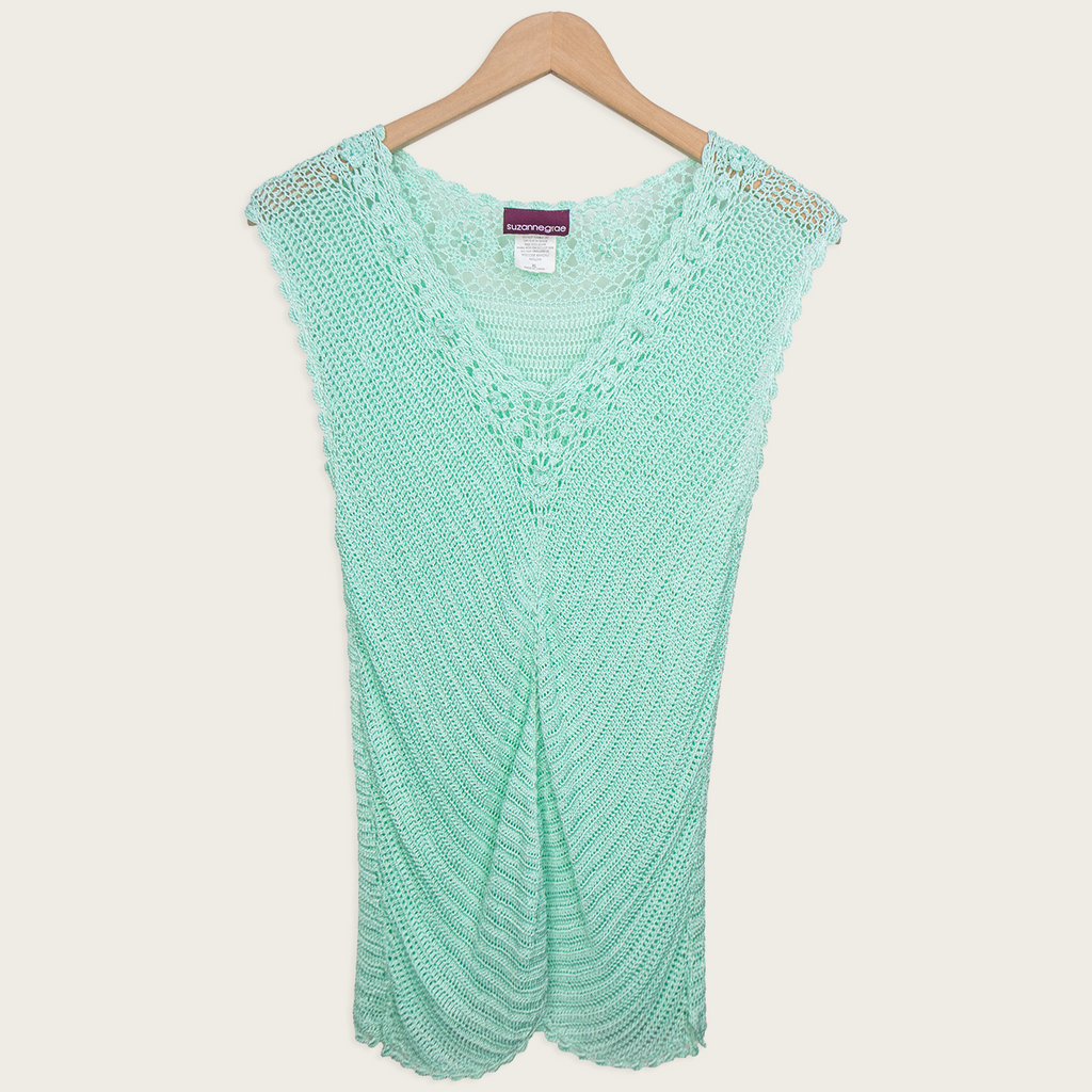 Y2K Suzanne Grae Crochet Knit Top - Size XL