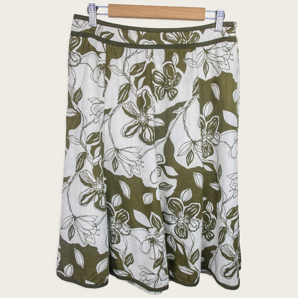 Stitches Petite Linen Midi Skirt - Size S