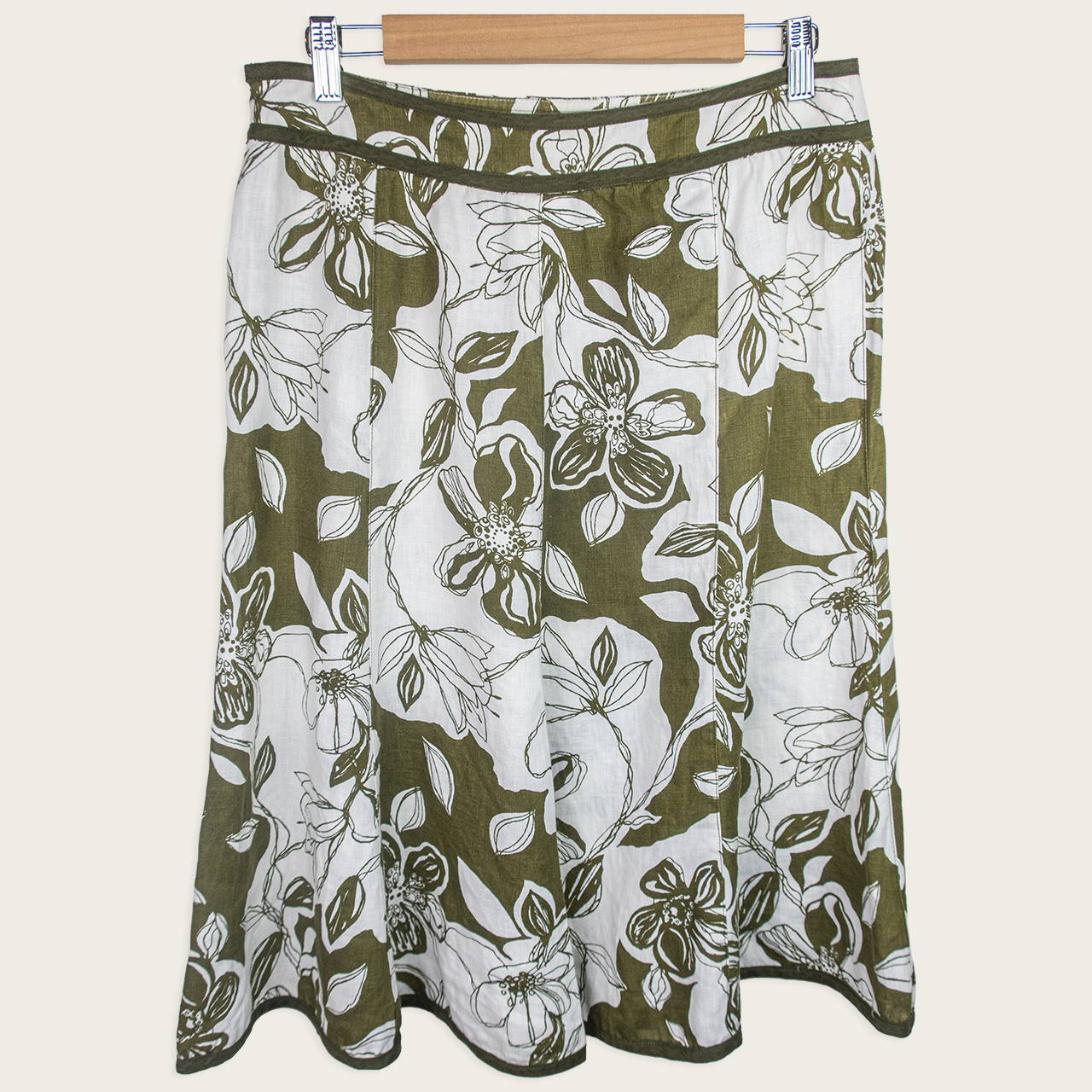 Stitches Petite Linen Midi Skirt - Size S