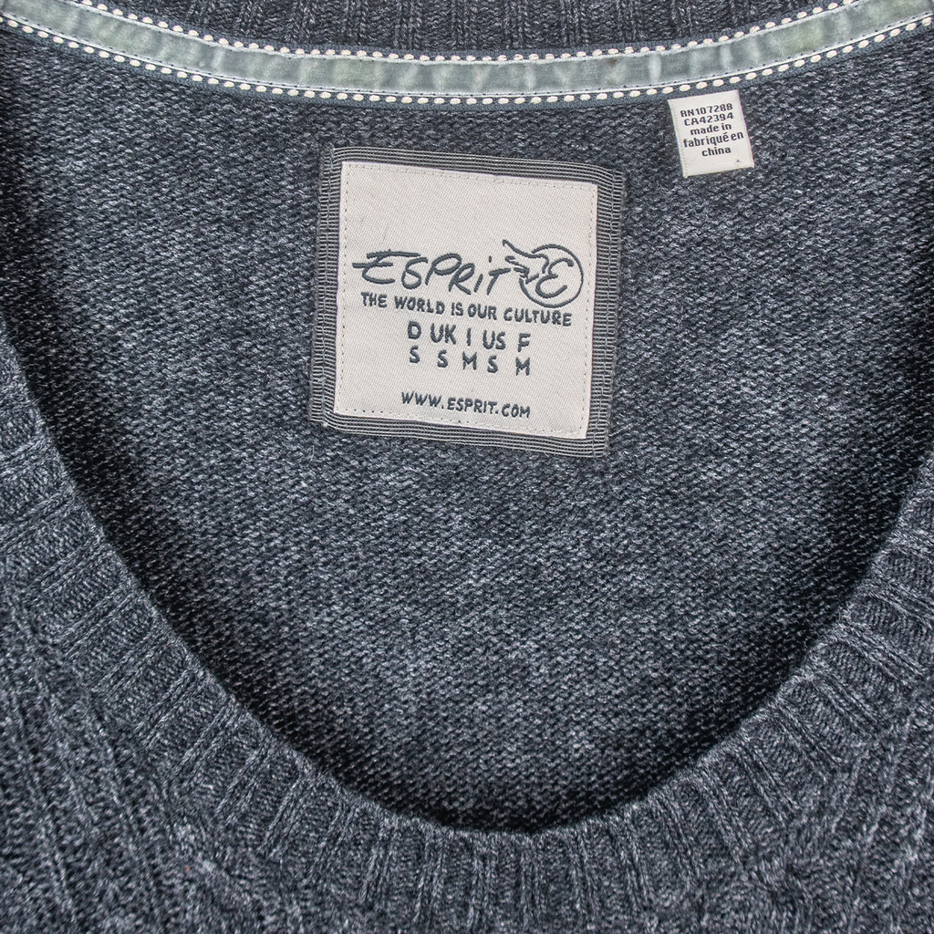 Y2K Esprit Knit Dress - Charcoal Cable Knit - Size S