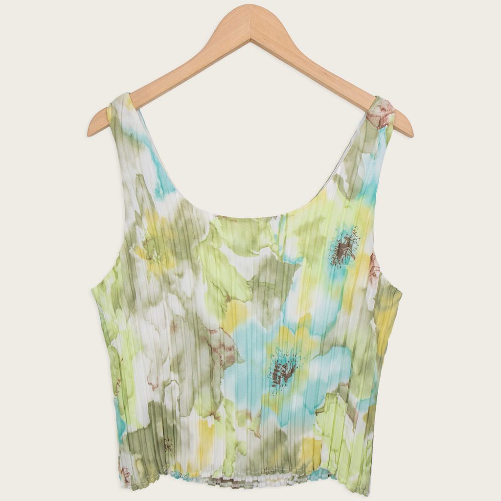 00s Guava Pleated Floral Tank Top - Size L