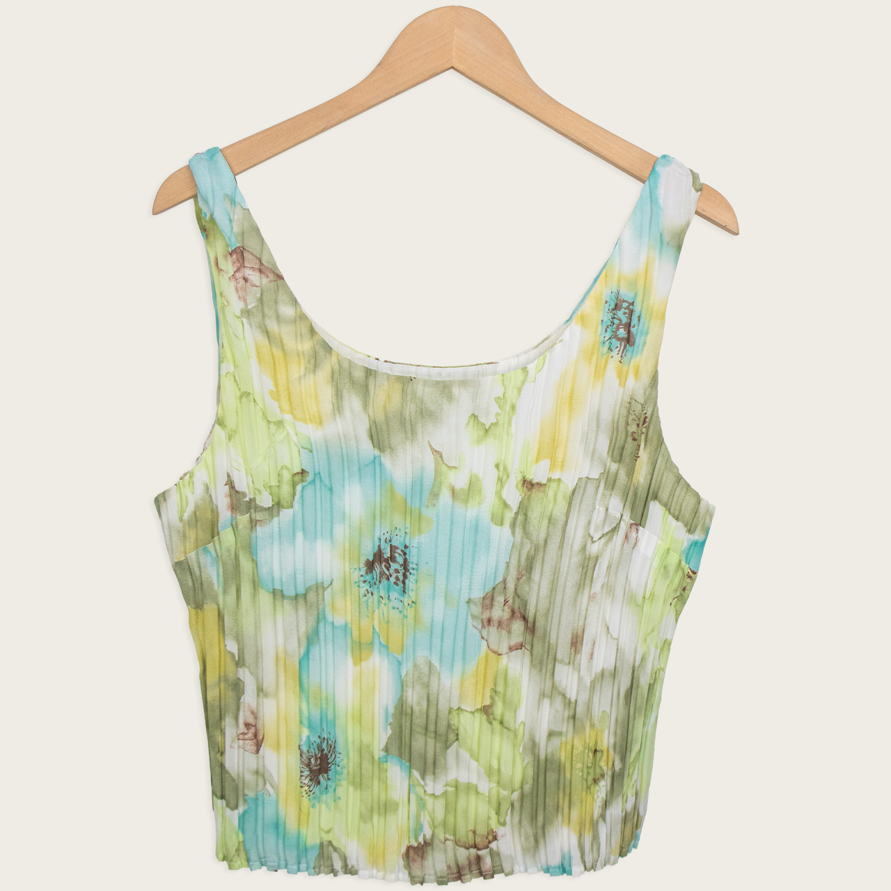 00s Guava Pleated Floral Tank Top - Size L