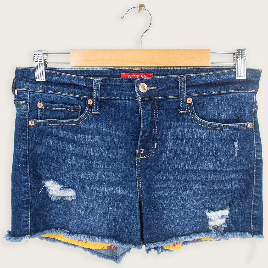 Guess Denim Mini Shorts - Dark Blue Wash - Size 10