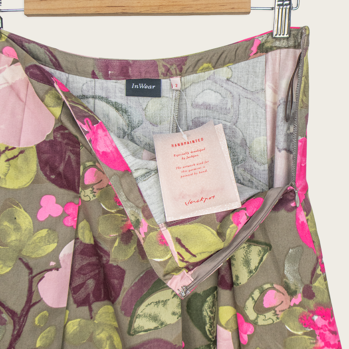 00s InWear Jackpot Hand Painted Floral Midi Skirt - Size S