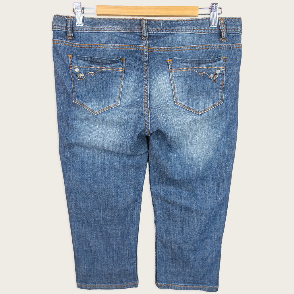 Y2K GNG Jeans Studded Capri Denim Jeans - Blue - Size 12