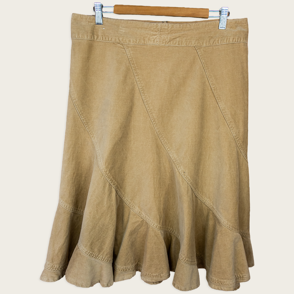 Y2K Just Jeans Cotton Midi Skirt - Beige - Size 10