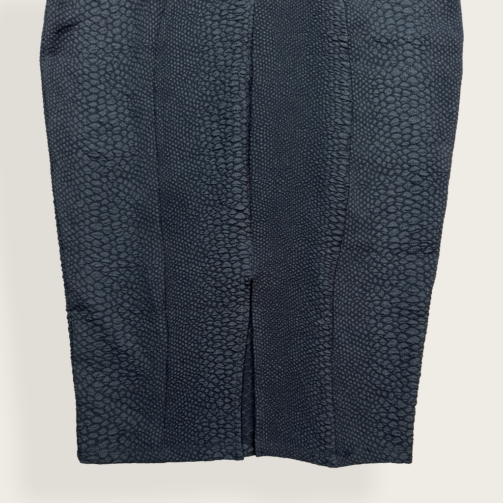 Kardashian Kollection Midi Dress - Black Textured Bodycon - Size 8