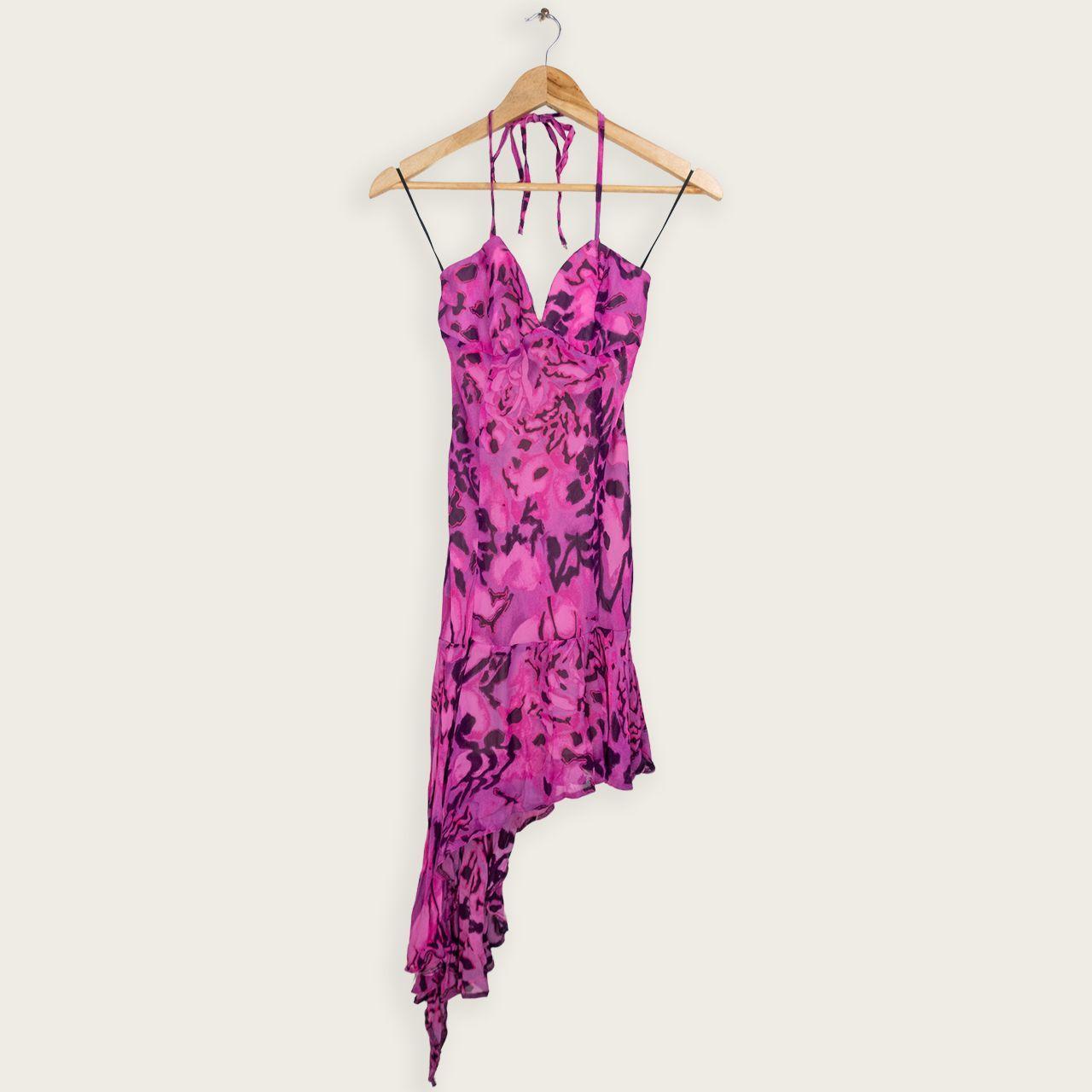 Y2K Lipsy Mini Dress - Asymmetrical Hem - Size S
