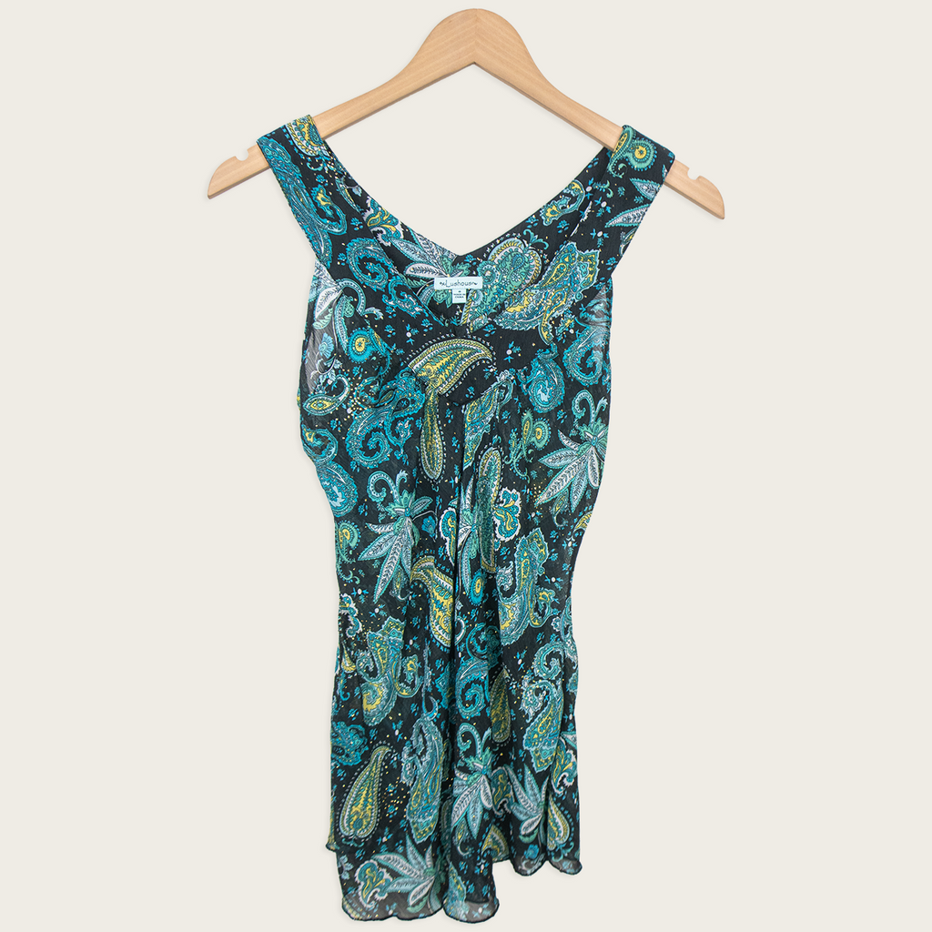 Y2K Lushous Paisley Longline Top - Size S