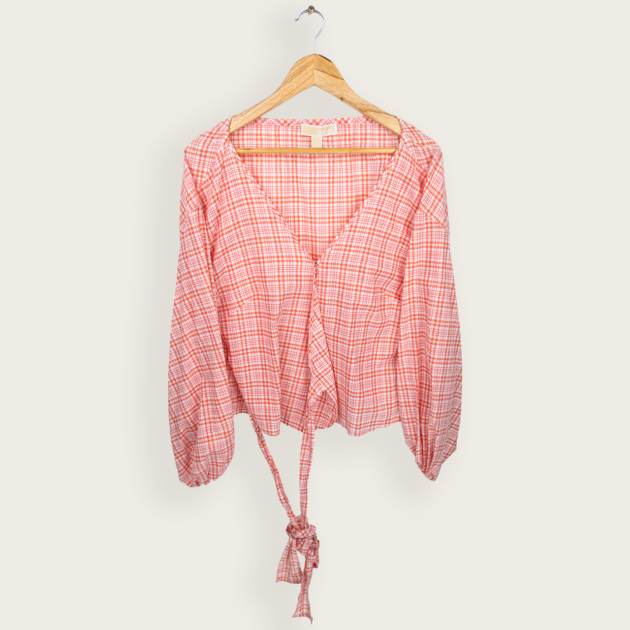 Michael Kors Tie Front Blouse - Red Gingham - Size M