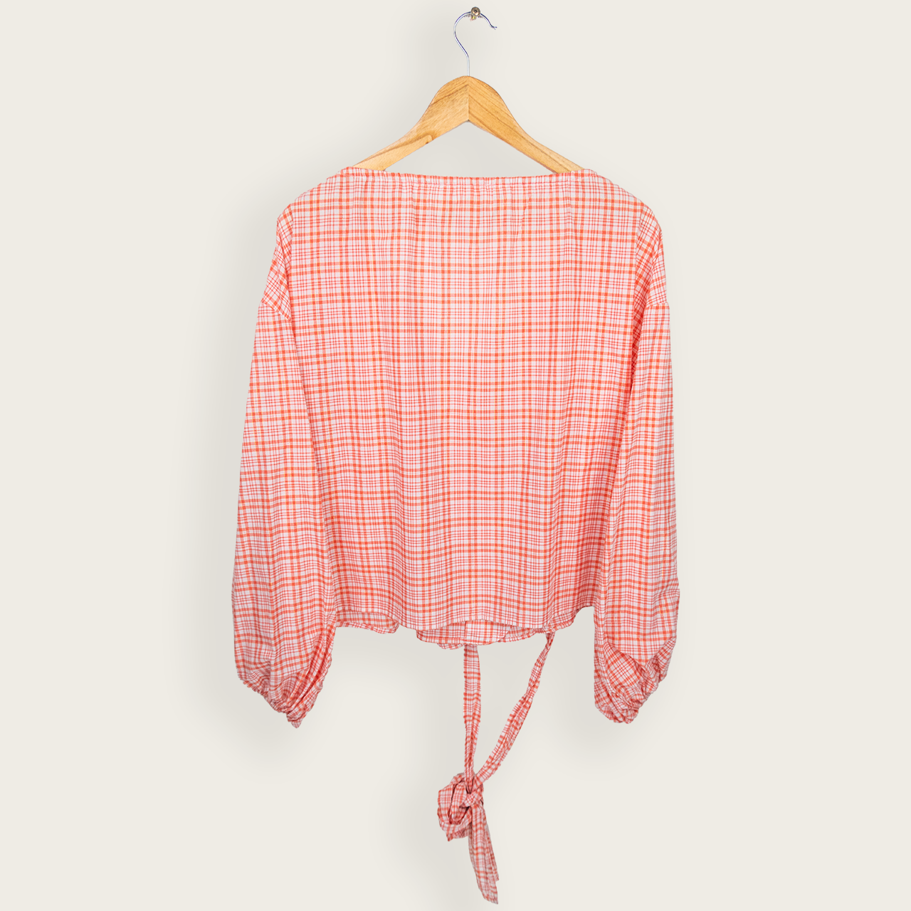 Michael Kors Tie Front Blouse - Red Gingham - Size M