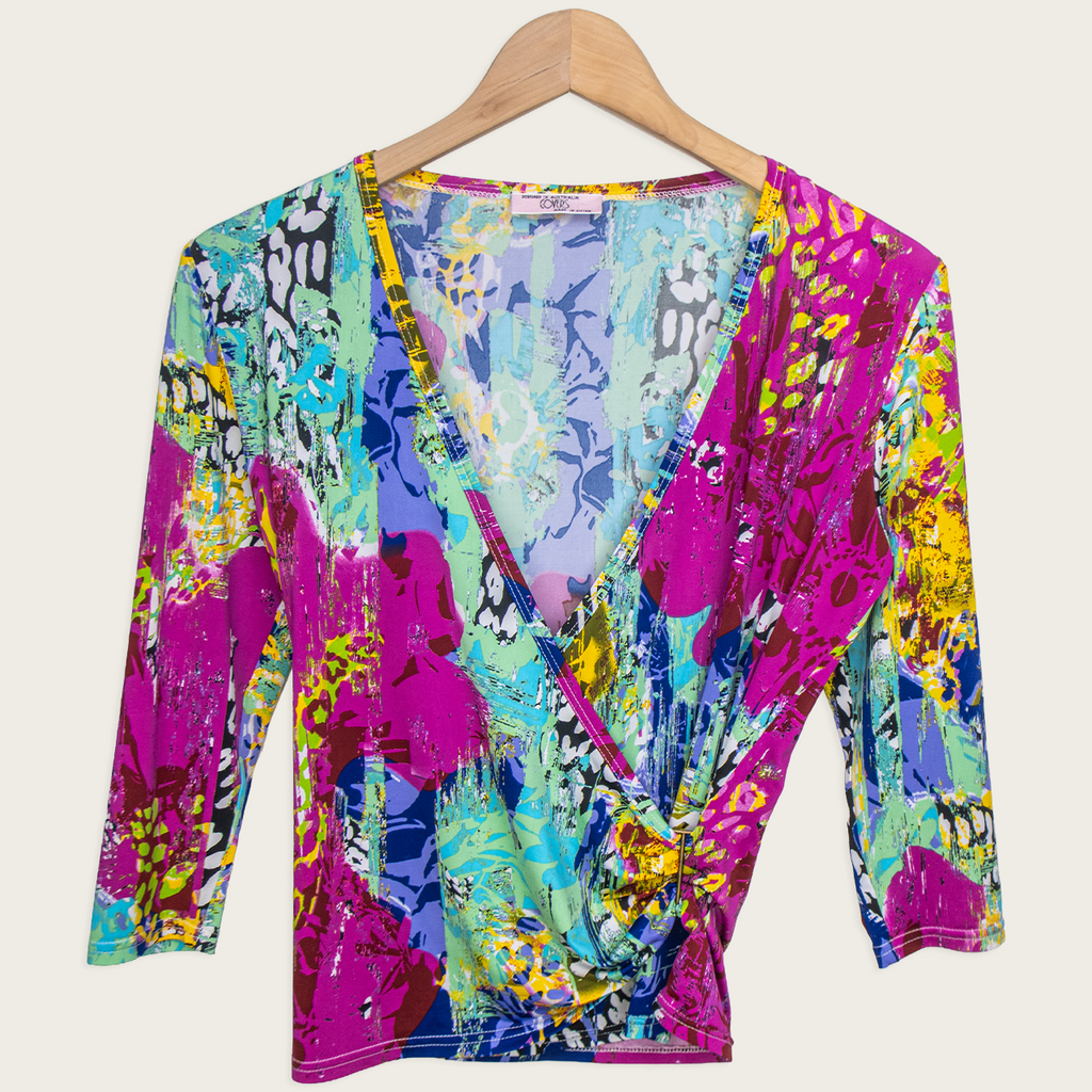 Y2K Covers Abstract Wrap Top - Size M