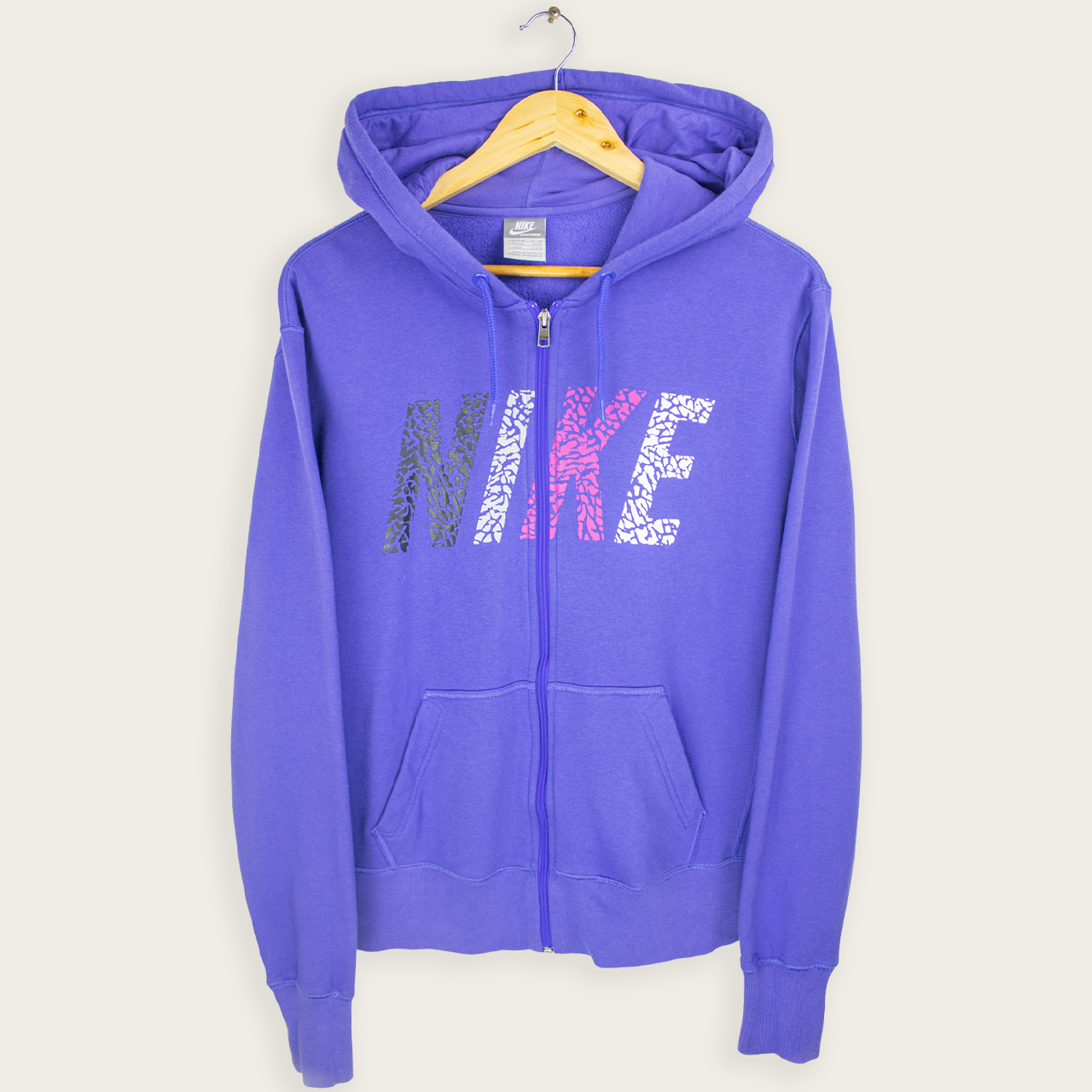 Y2K Nike Hooded Jacket - Purple Spell Out - Size XL