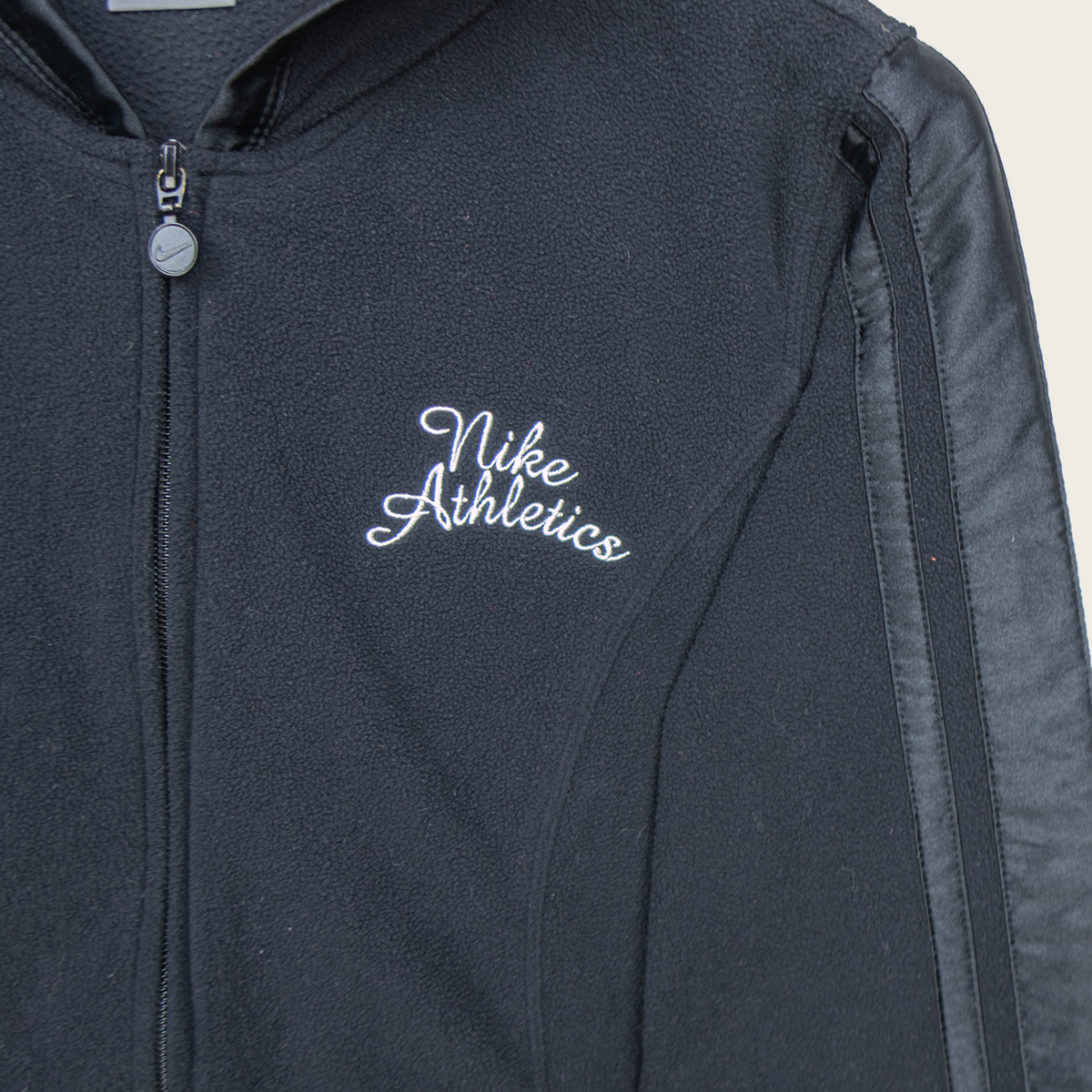 00s Nike Athletics Fitted Fleece Zip Hoodie Black - Size S/M