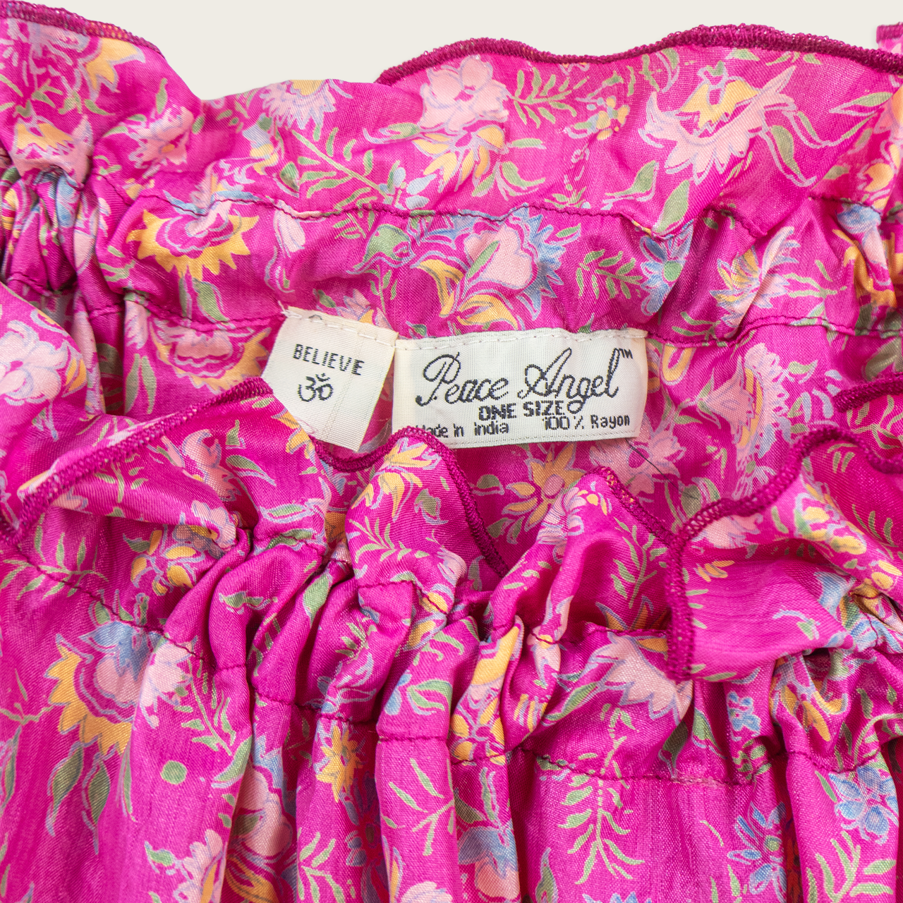 Vintage Peace Angel Floral Tie-Strap Top - Size S/M