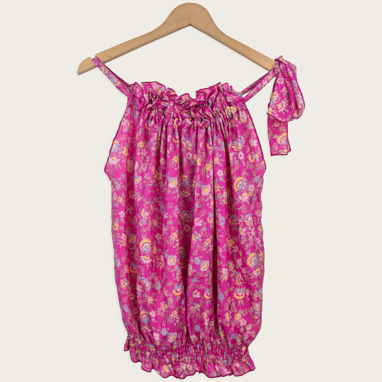 Vintage Peace Angel Floral Tie-Strap Top - Size S/M