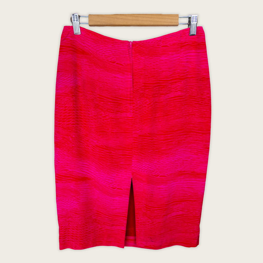 Y2K G2 Textured Pencil Skirt - Hot Pink - Size 8