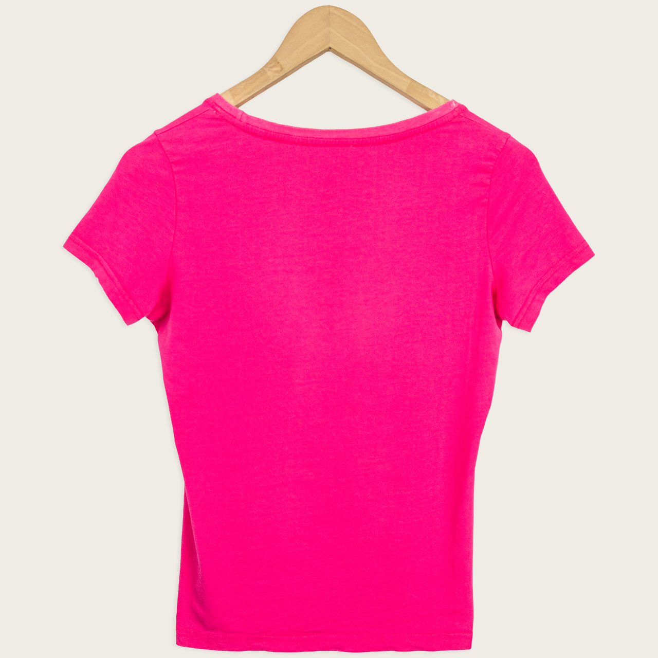 Adidas Fitted Tee - Neon Pink Logo Print - Size S