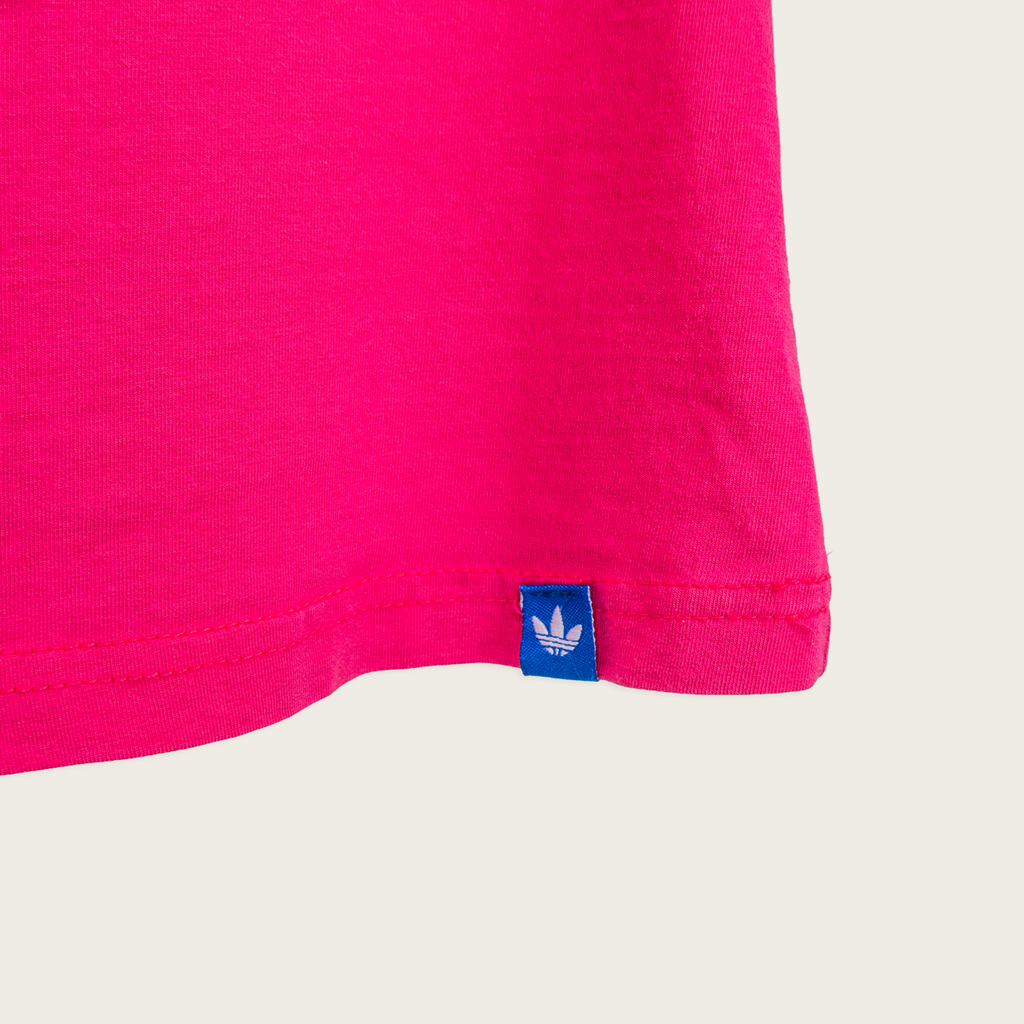 Adidas Fitted Tee - Neon Pink Logo Print - Size S