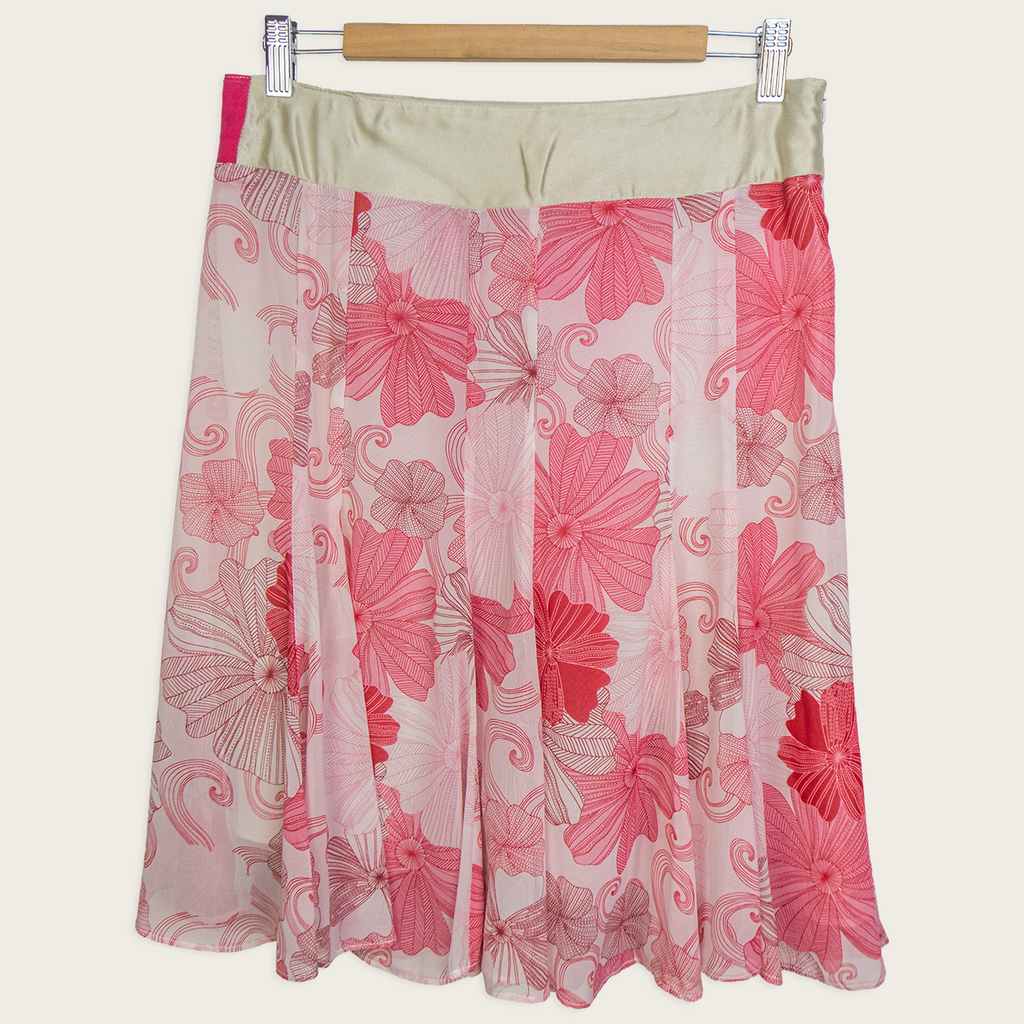 00s Heart Pink Floral Midi Skirt - Size S