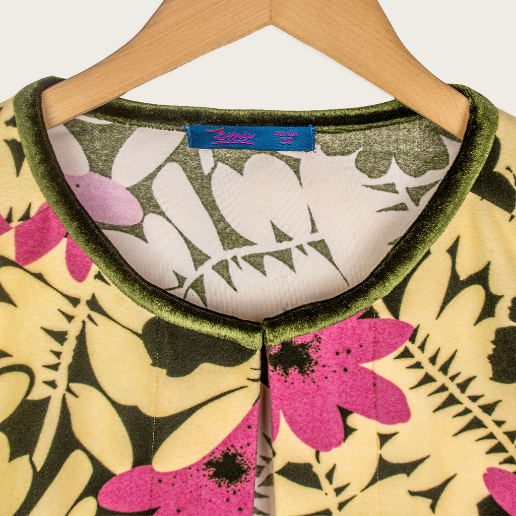 Y2K Floral Cardigan - Olive & Pink Floral - Size M