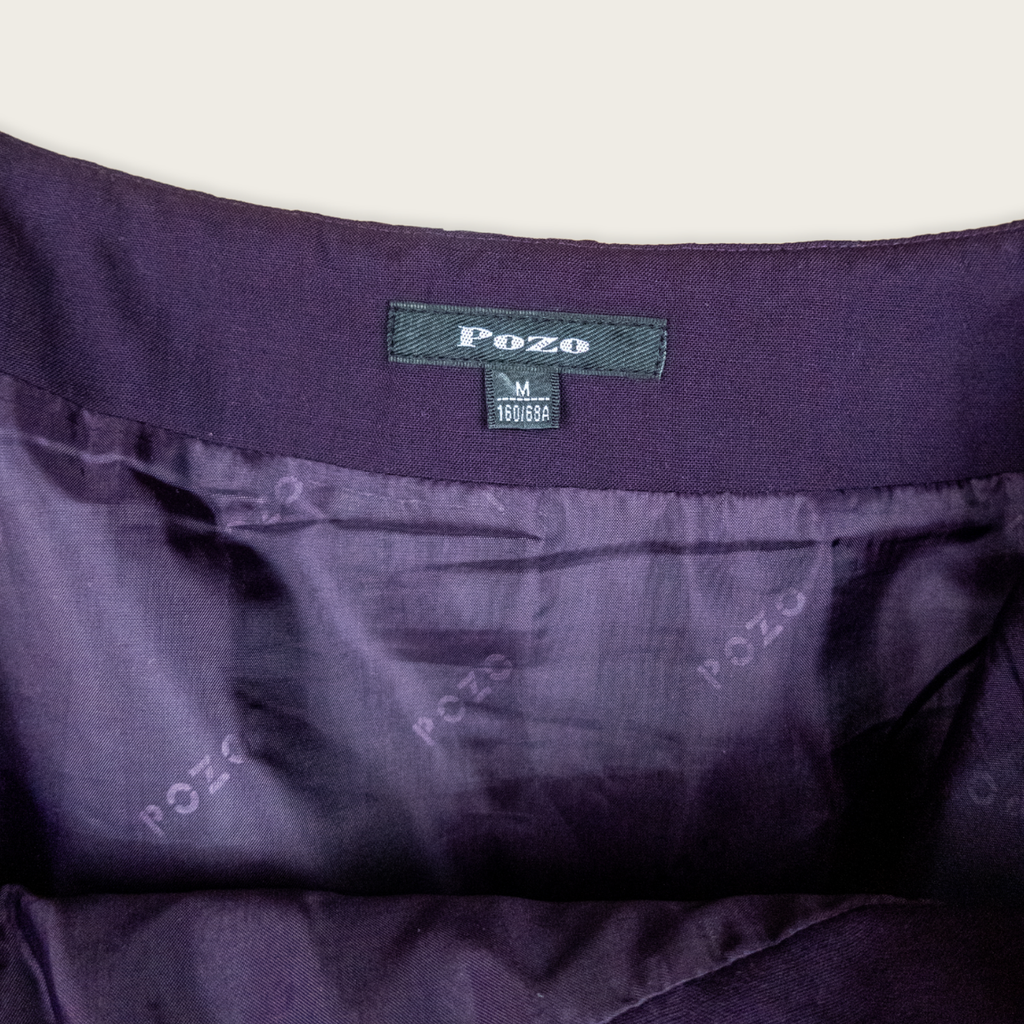 Y2K Pozo Pleated Skirt - Velvet Trim - Size 6