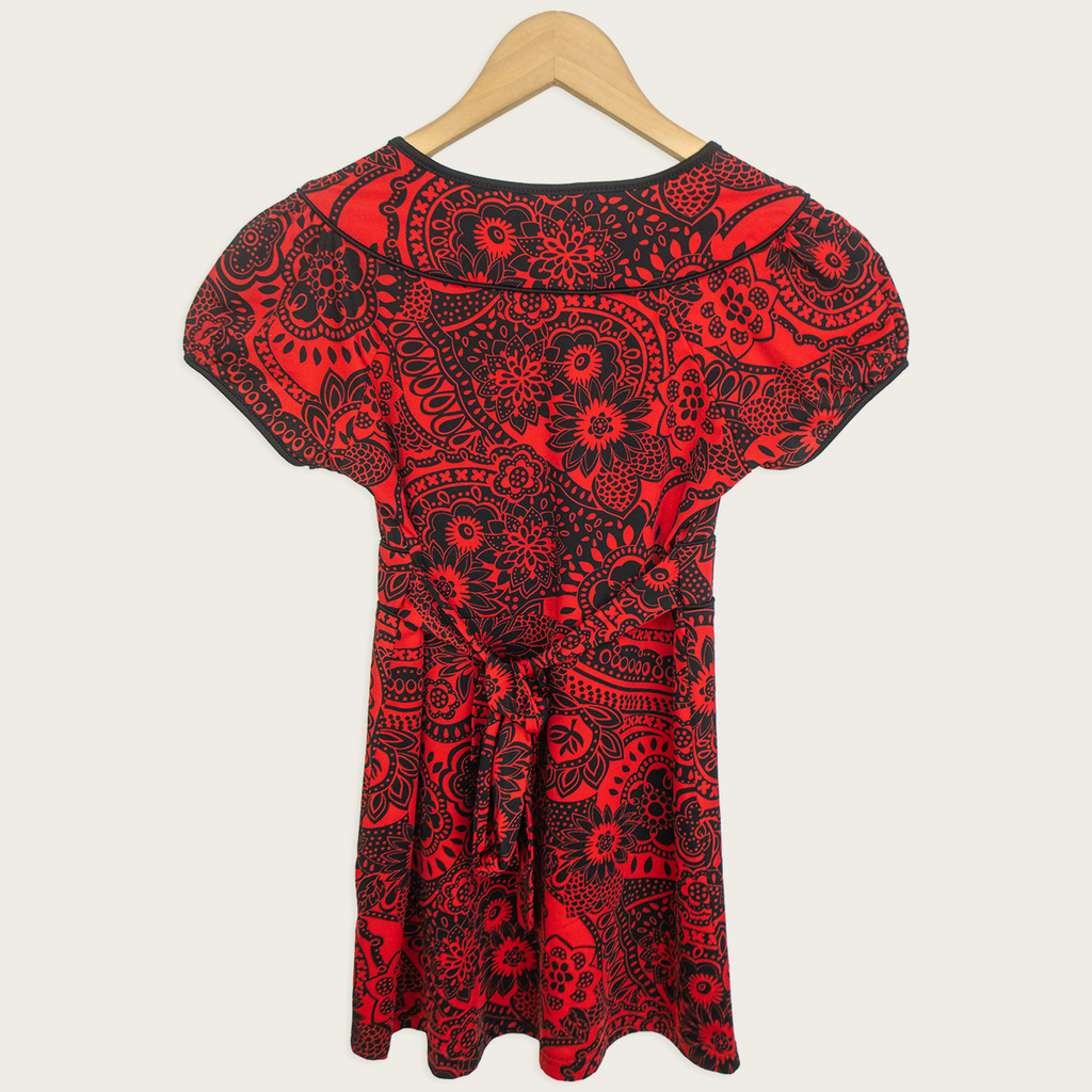 00s CKM Red Floral Empire Top - Size S