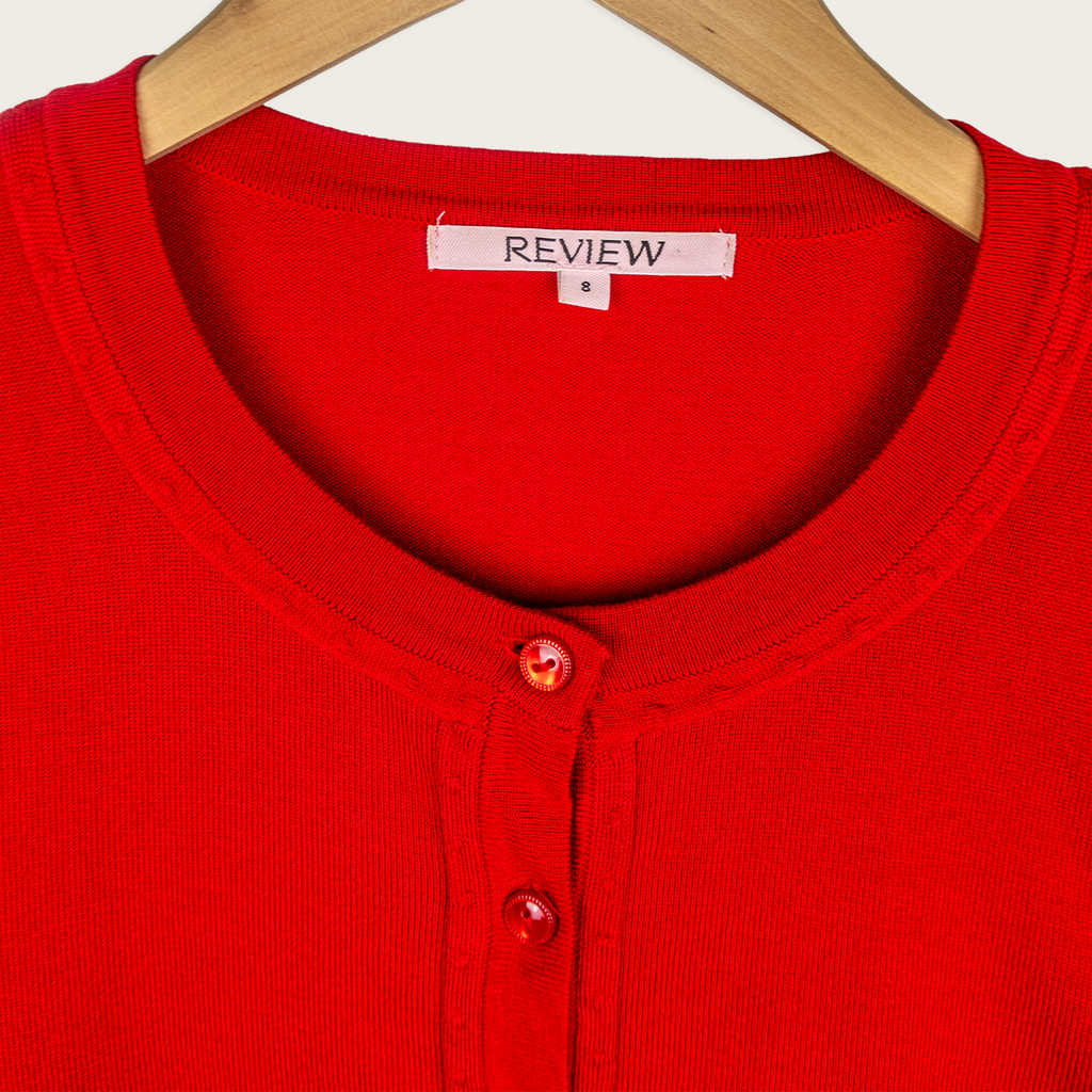 Y2K Review Cropped Cardigan - Cherry Red - Size 8