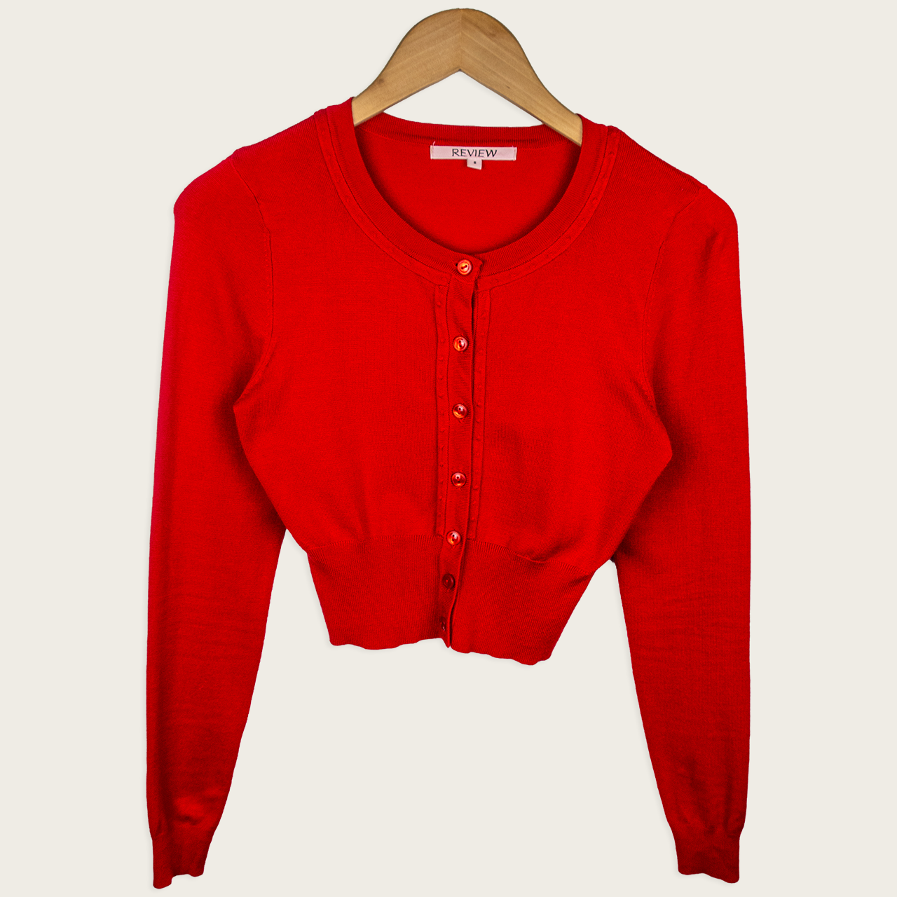 Y2K Review Cropped Cardigan - Cherry Red - Size 8